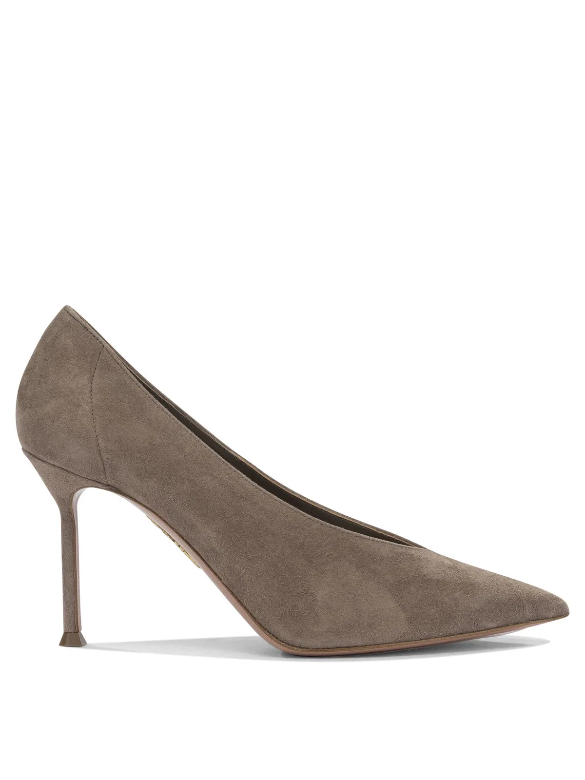 Grey Suede Leather Heeled Shoes