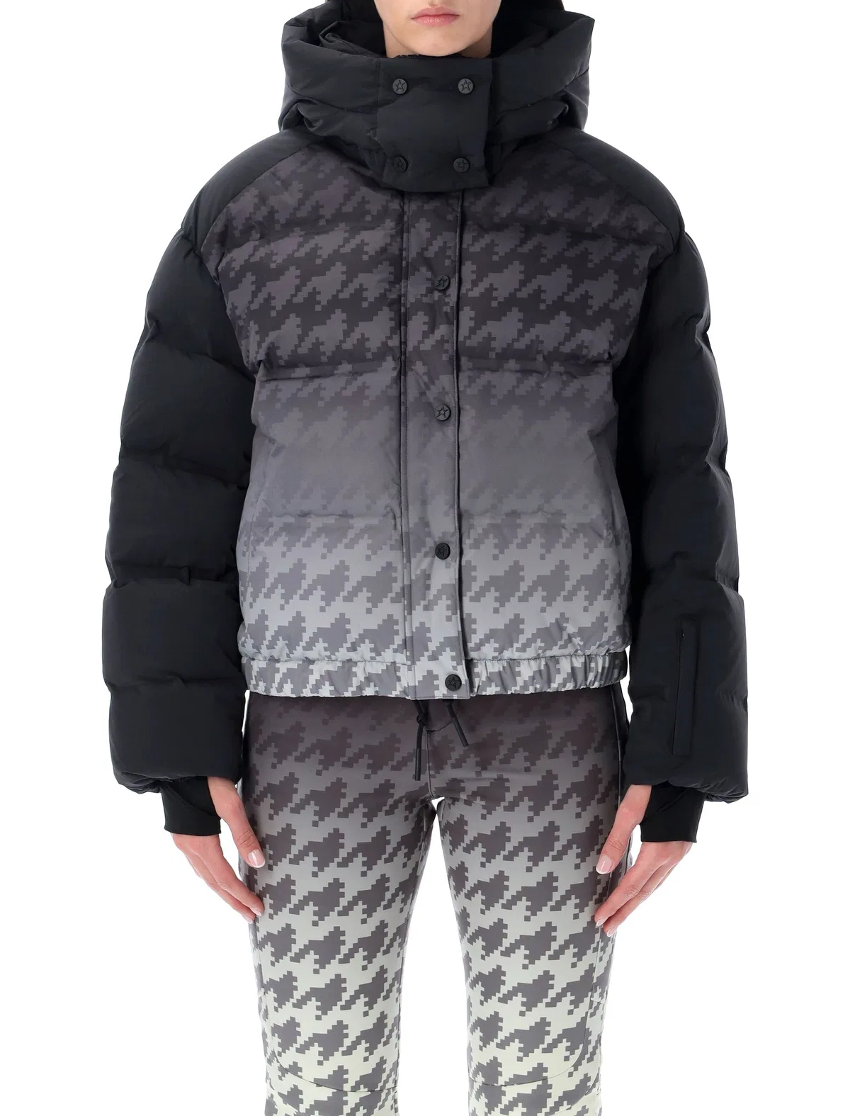 Black Houndstooth Moment Technical Puffer
