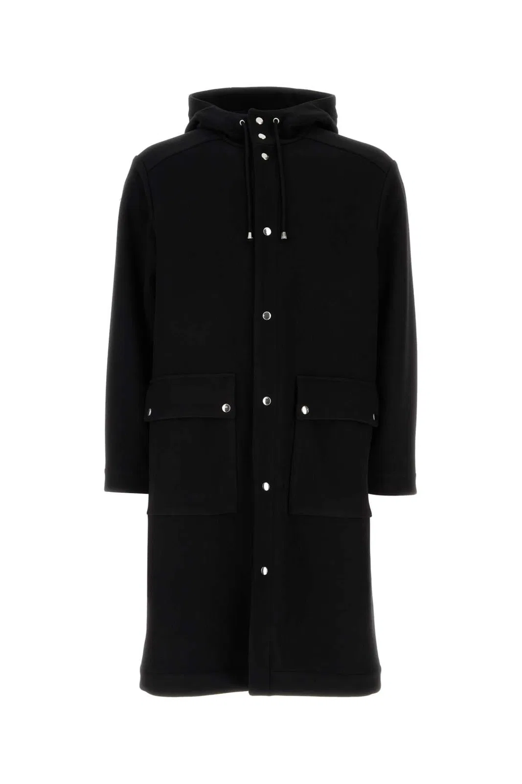 Black Wool Blend Parka