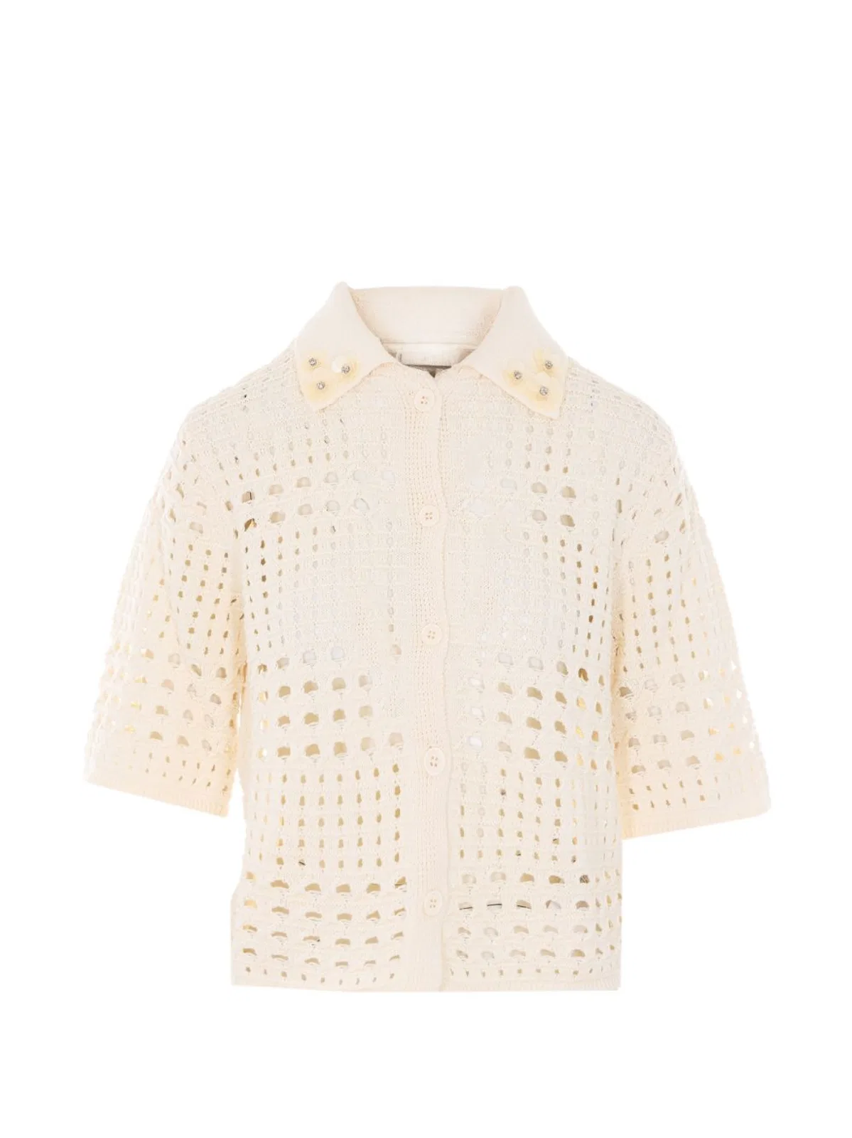 Wool White Viscose Blend Sweater