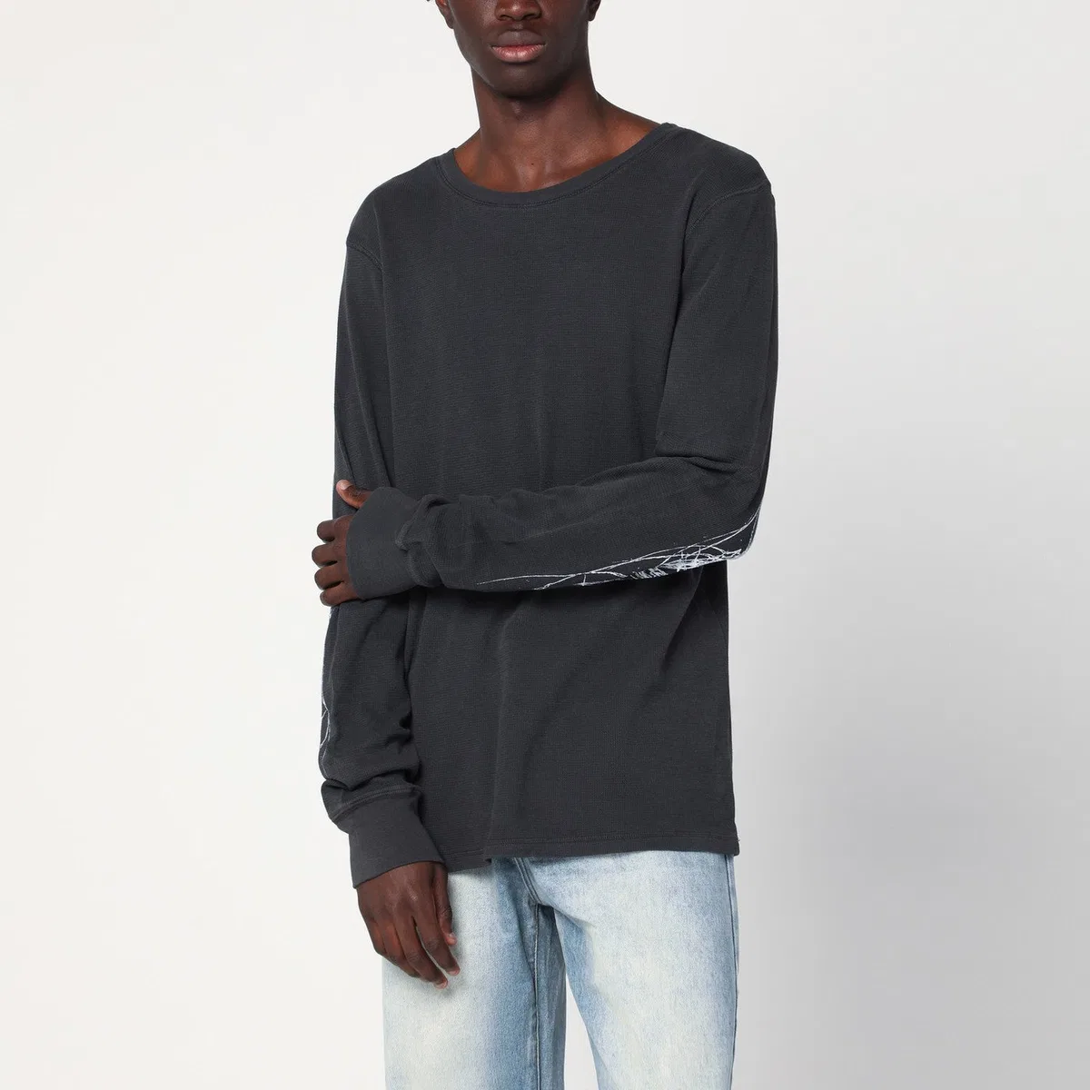 Vintage Black Cotton Crewneck Sweater
