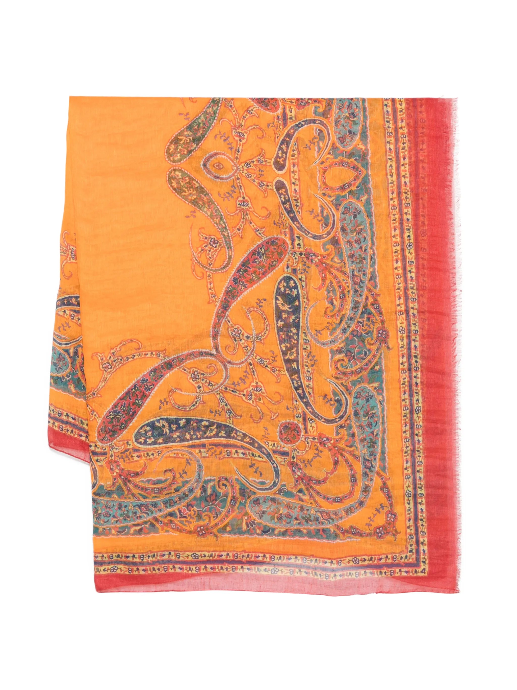 Orange Red Flower Scarf