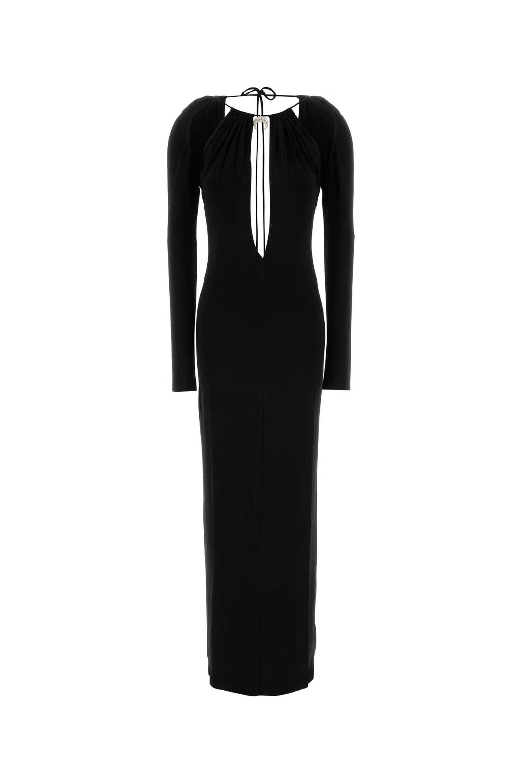 Marine Serre Draped Jersey Ls Long Dress