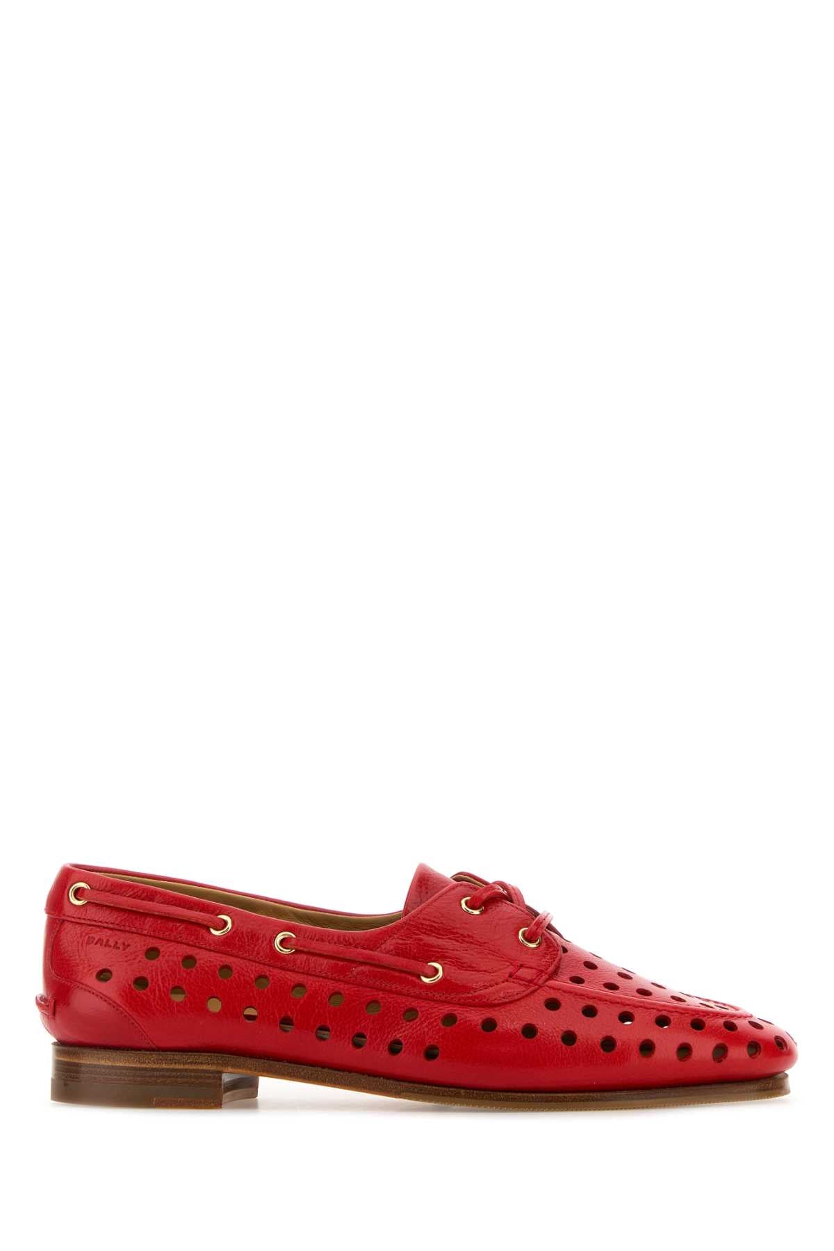Red Leather Party Lace-Up Shoes