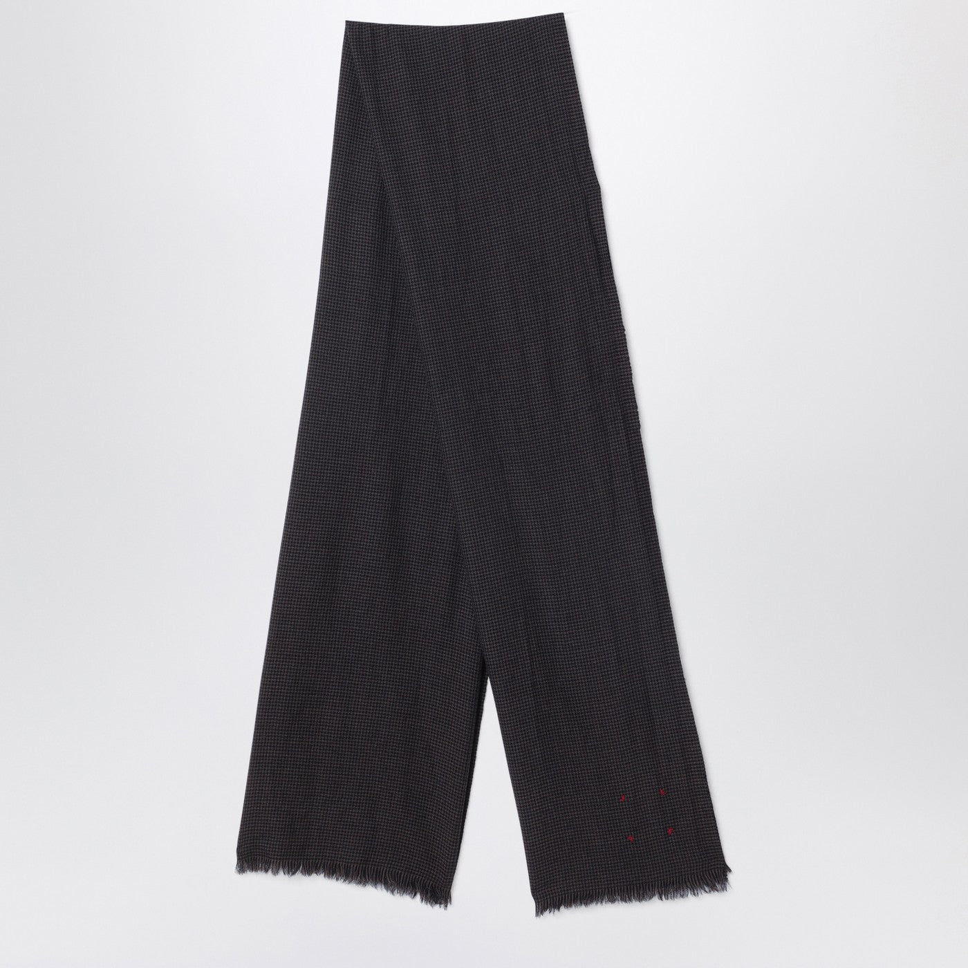 Black/Beige Check Wool Scarf