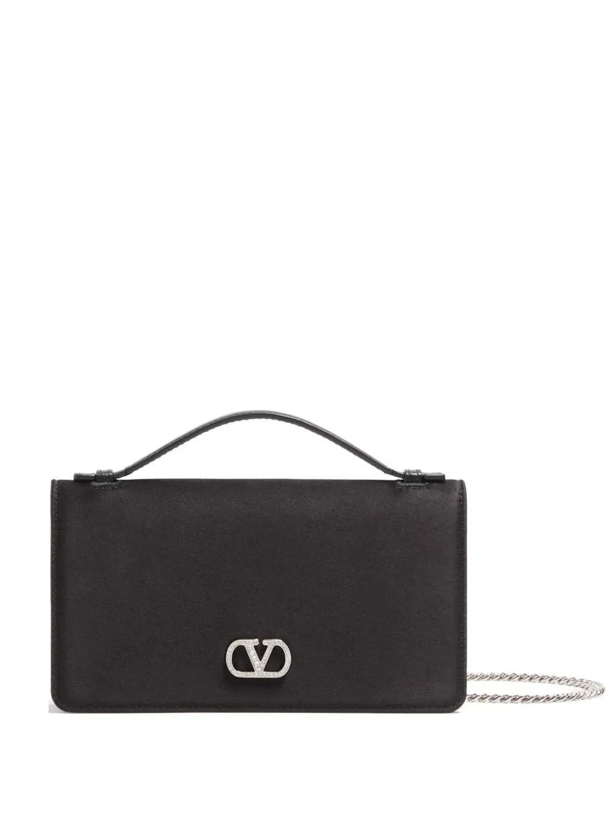 Vlogo Signature Chain Wallet In Satin With Jewel Logo