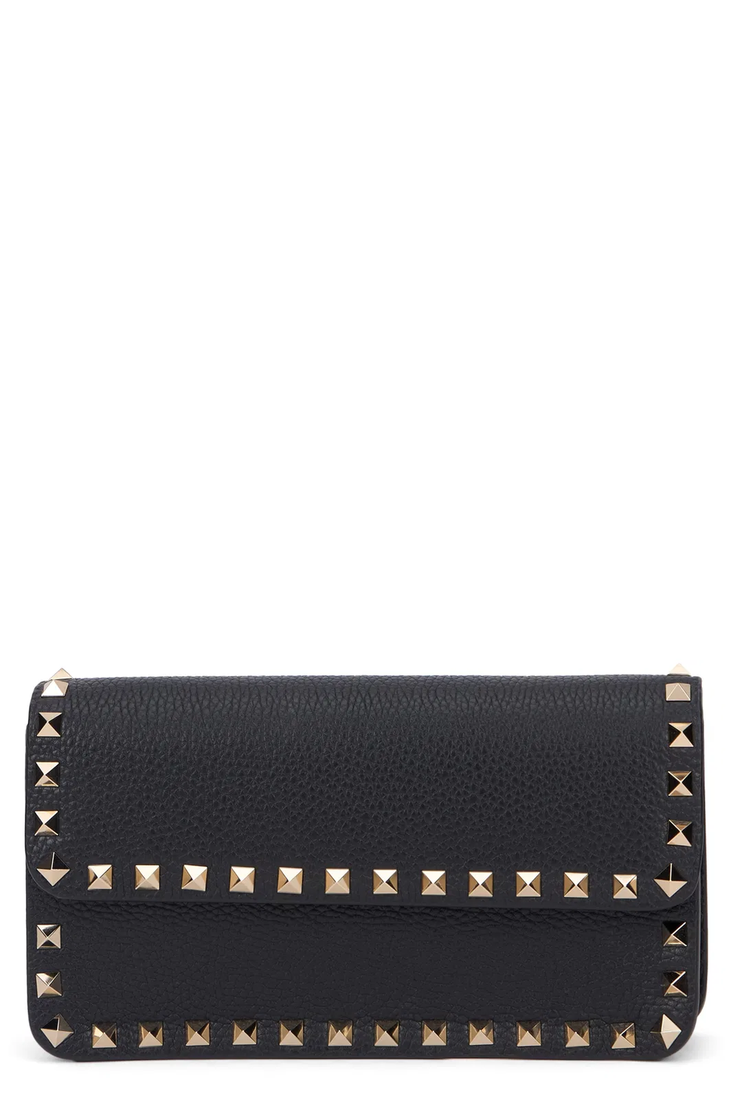 Valentino Garavani Rockstud Clutch Bag In Leather In Black