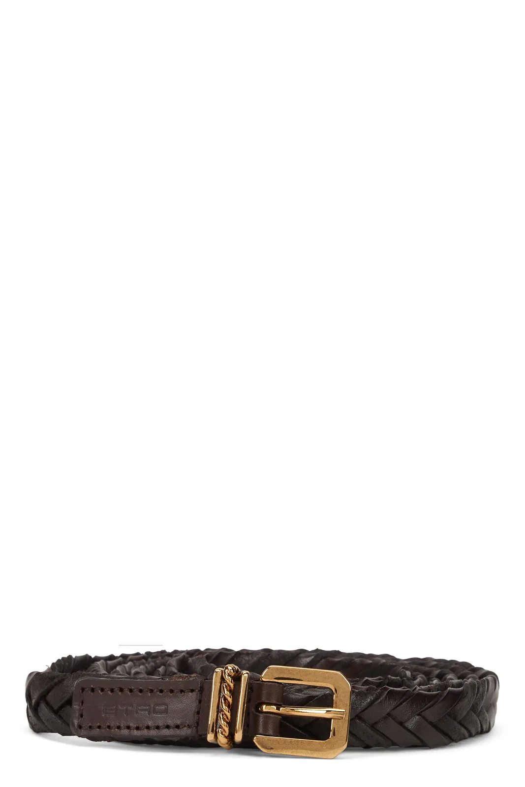 Etro Braided Leather Belt In Brown