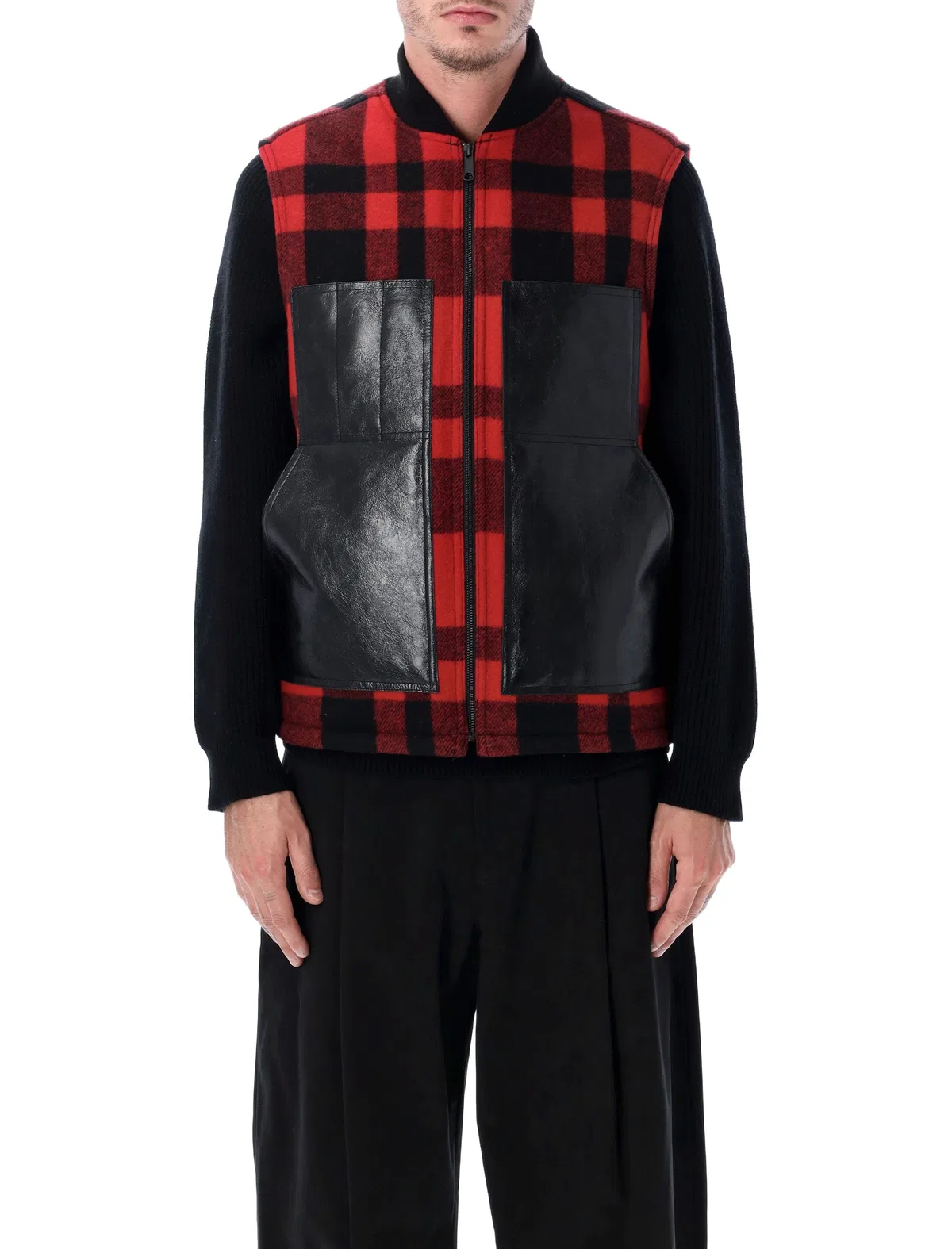 Red And Black Checked Vest By Junya Watanabe