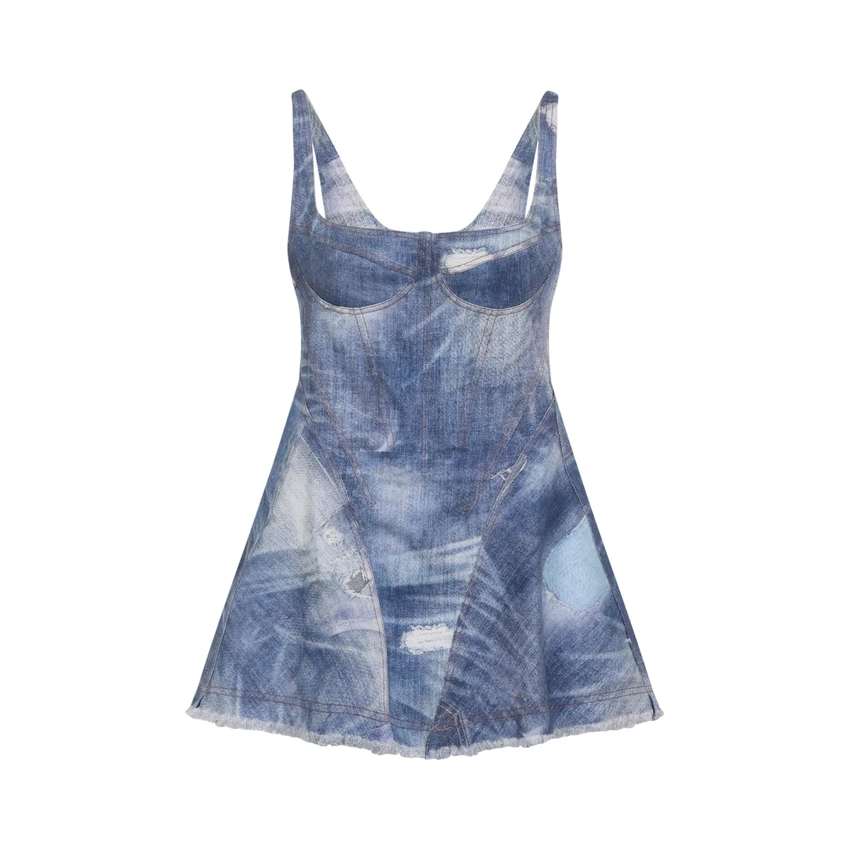 Blue Cotton Mini Dress