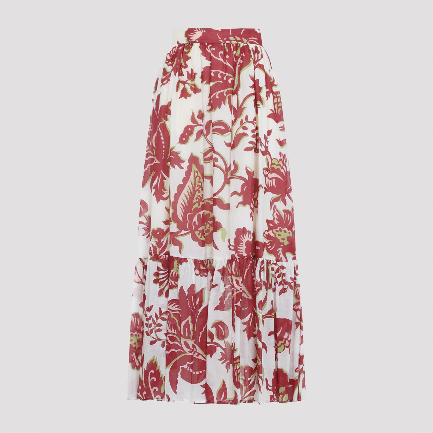 Natural Floral Maxi Skirt Long