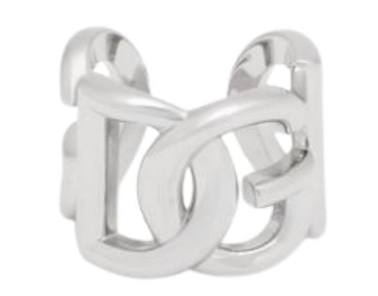Dolce & Gabbana Silver-Tone Dolce & Gabbana Hypoallergenic Brass Ring Featuring An Engraved Classic Dg Initials Logo