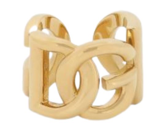 Dolce & Gabbana Gold-Tone Dolce & Gabbana Hypoallergenic Brass Ring Featuring An Engraved Classic Dg Initials Logo