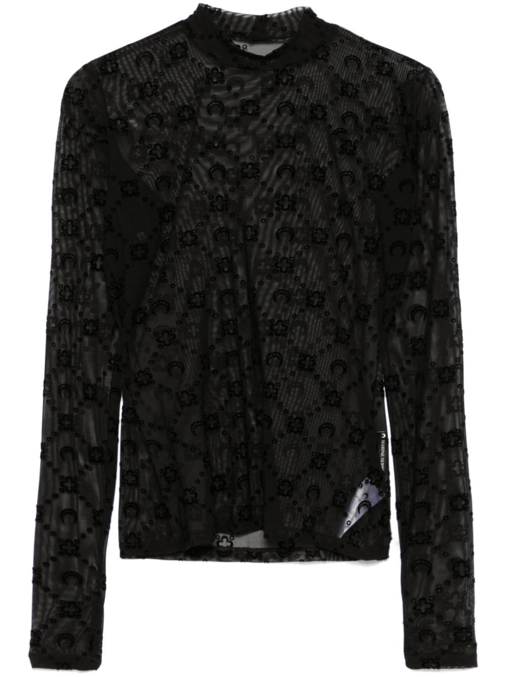 Moonogram Mesh Flock Top