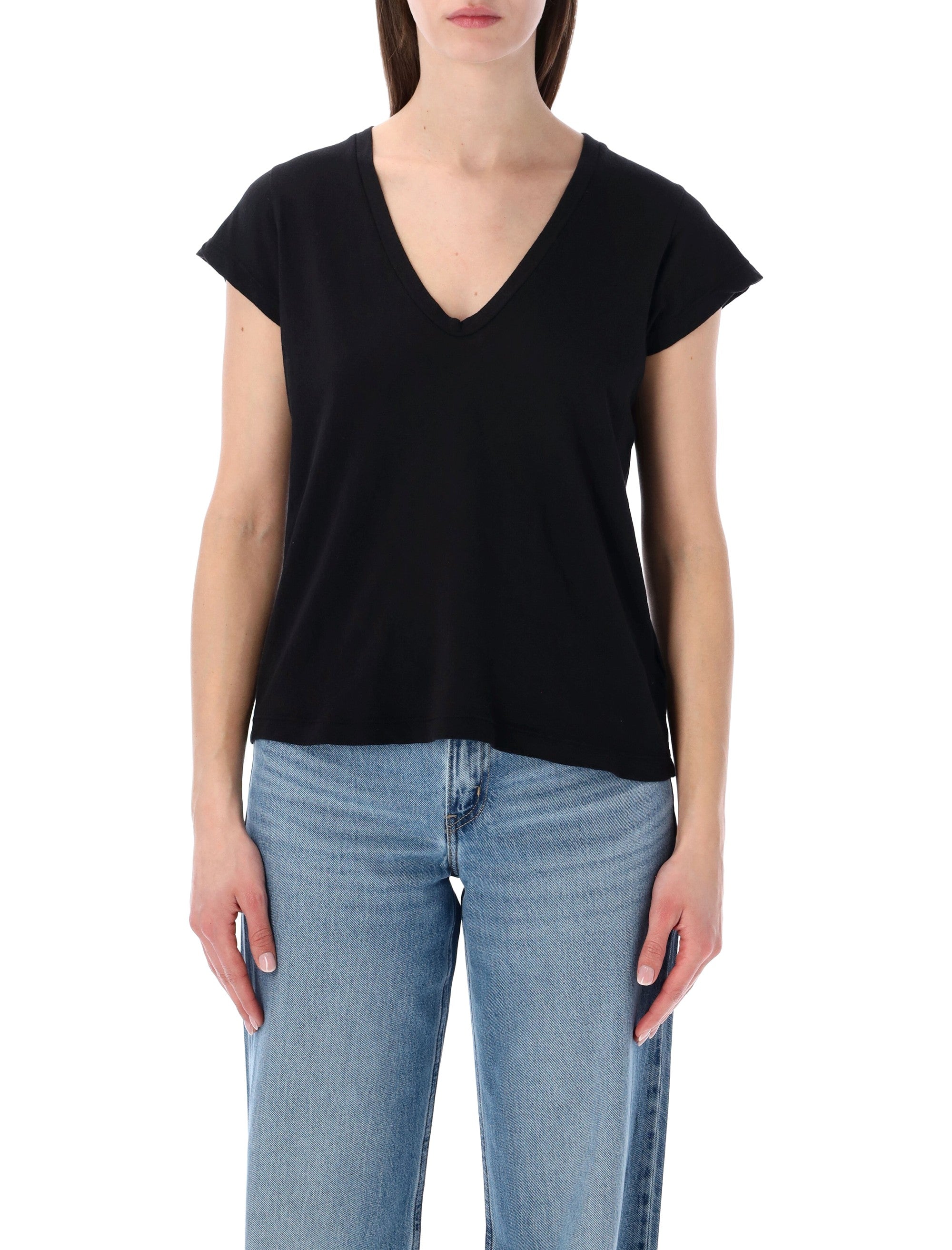 Cotton Deep V-Neck Tee