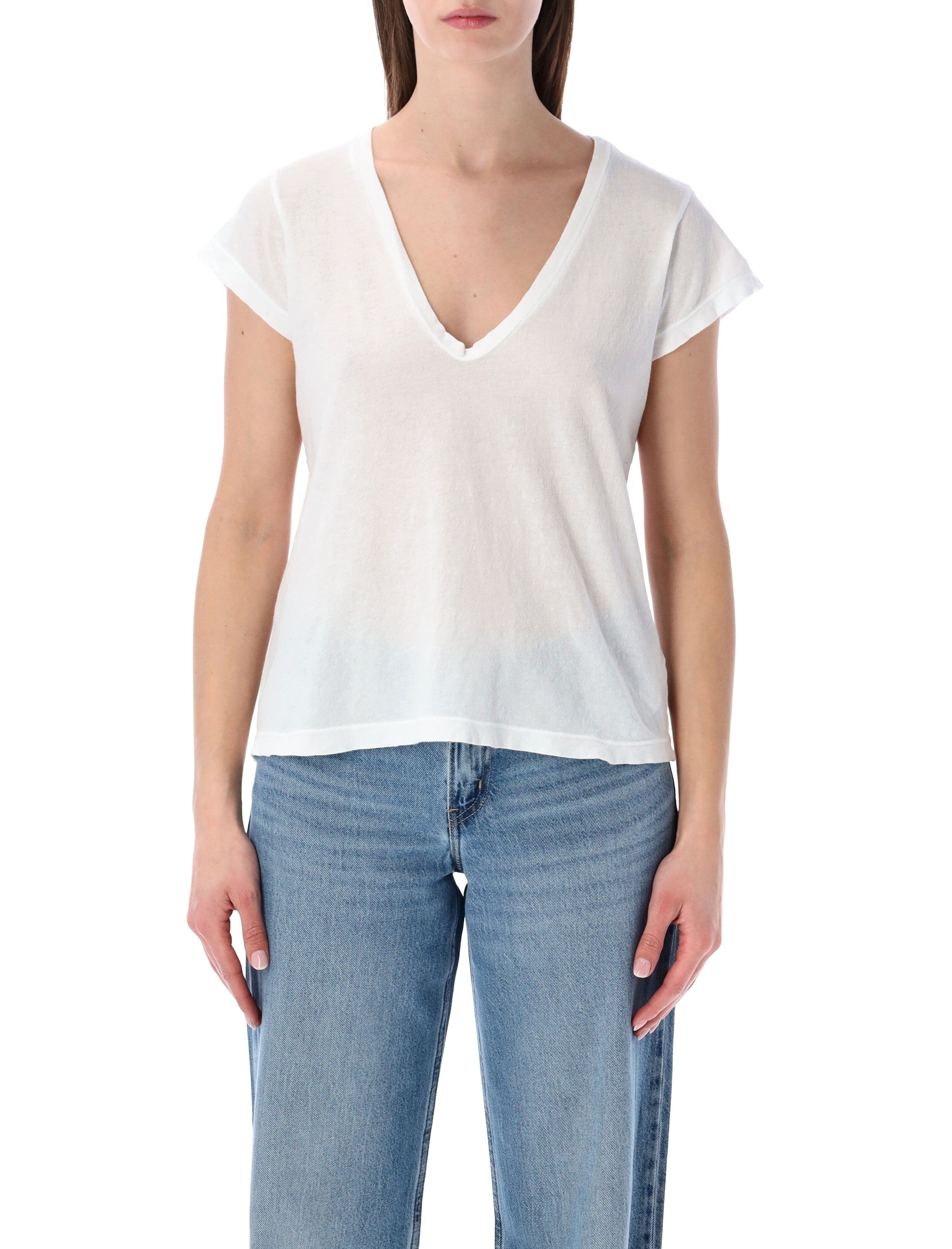 Cotton Deep V-Neck Tee