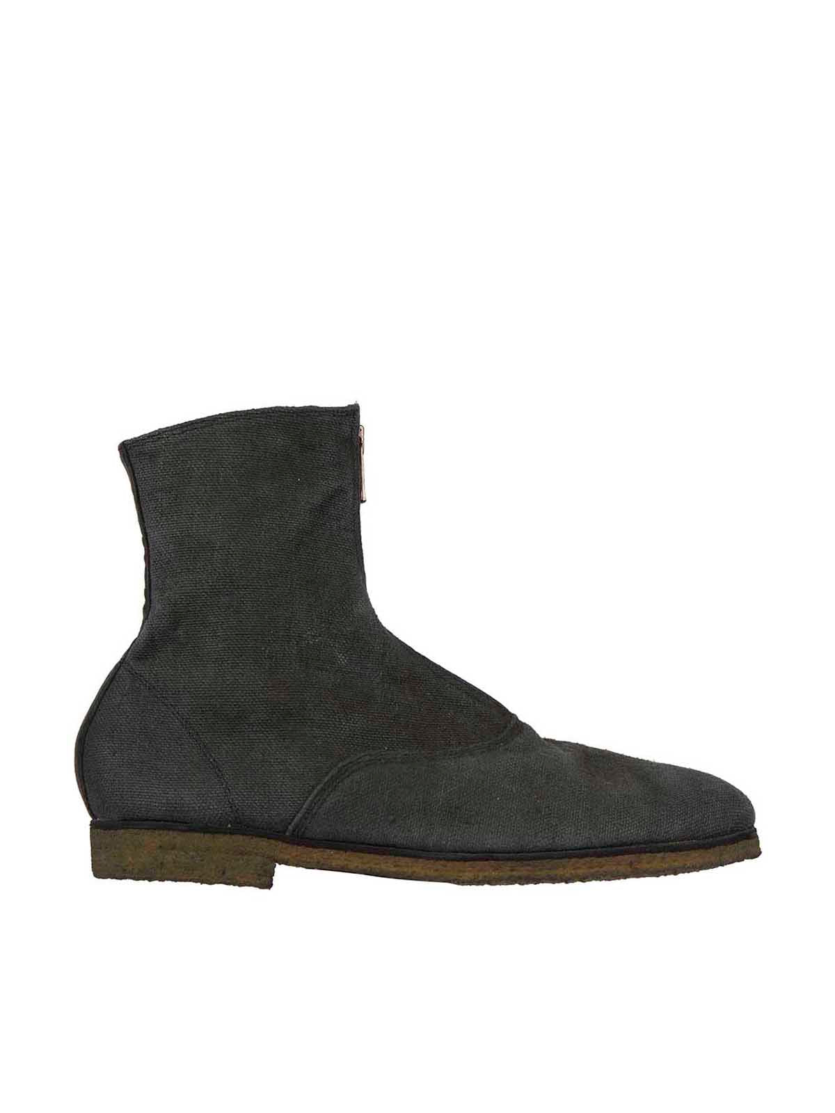 Linen Boots With Front Zip