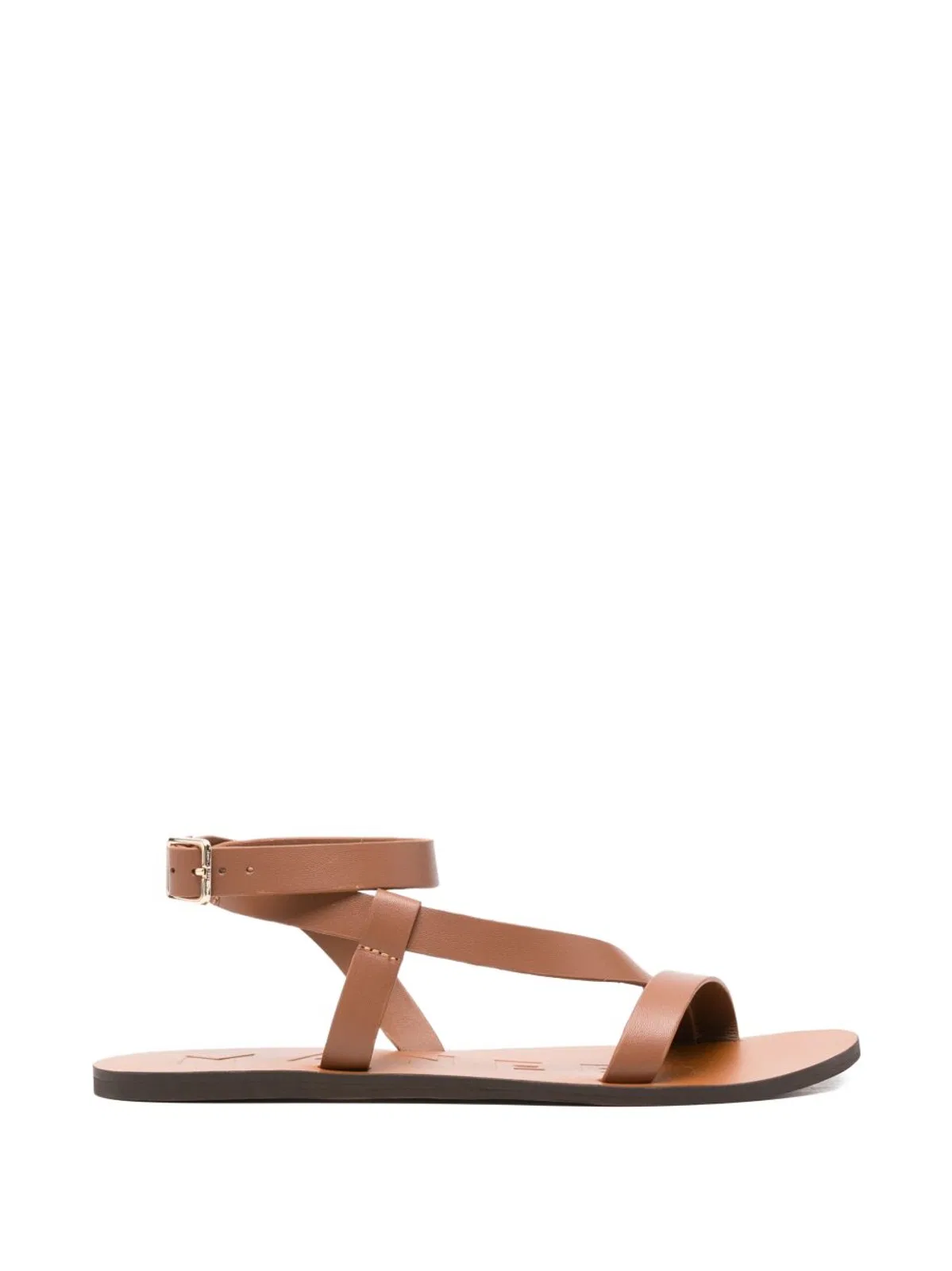 Manebi Brown Buff Leather Flat