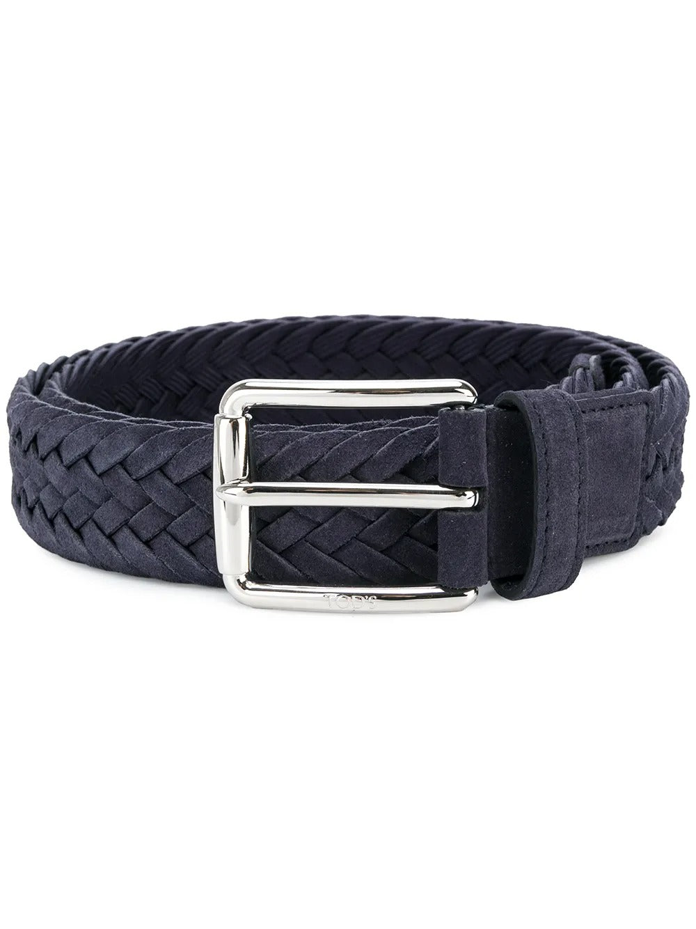 Woven Suede Belt With Branded Metal Buckle