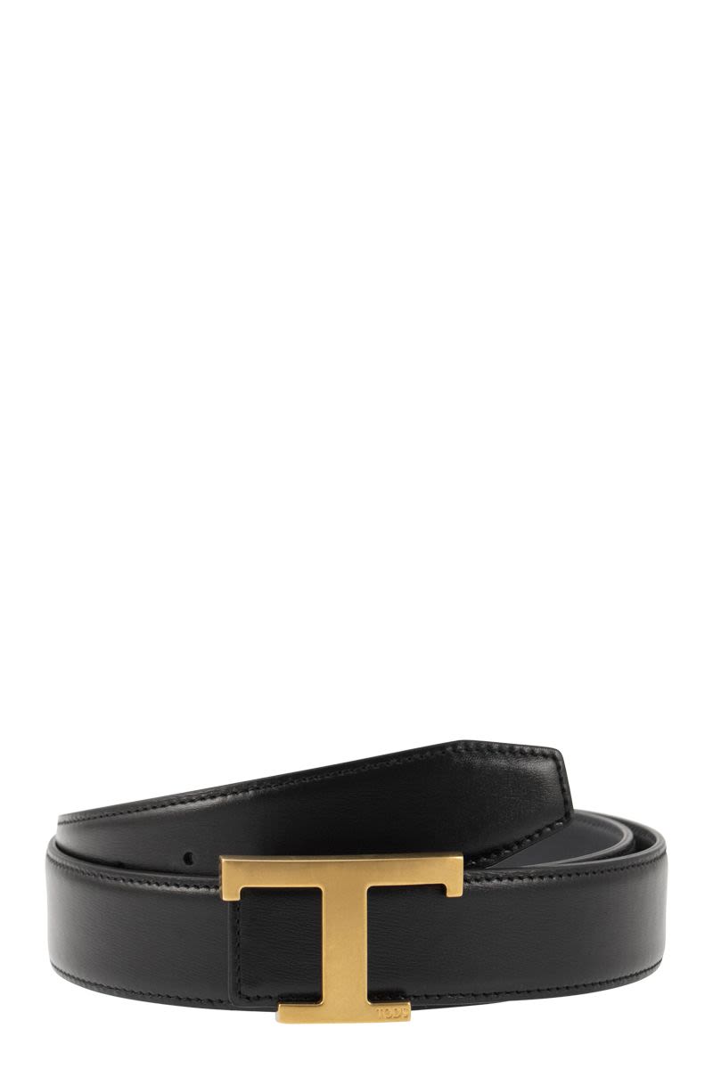 Logo Buckle Leather Belt