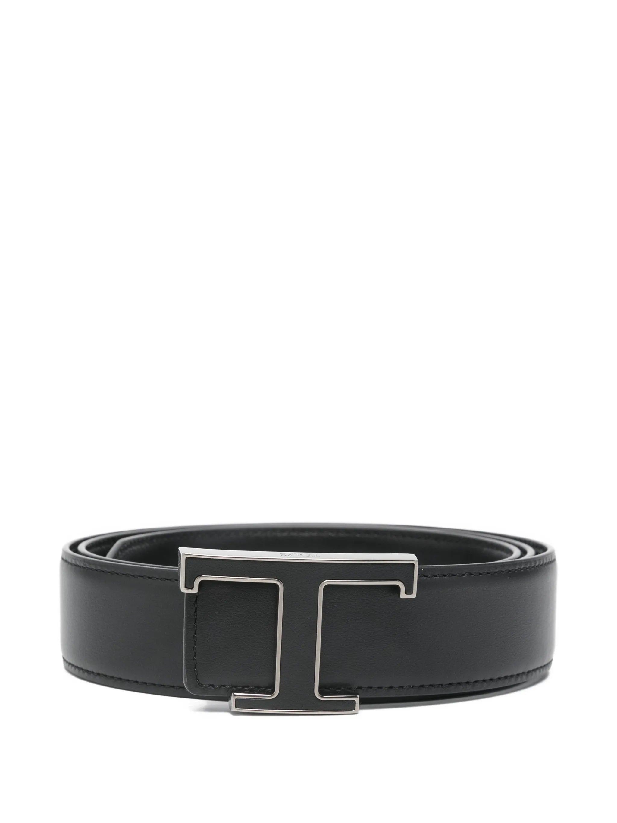 Black Calfskin New T Belt