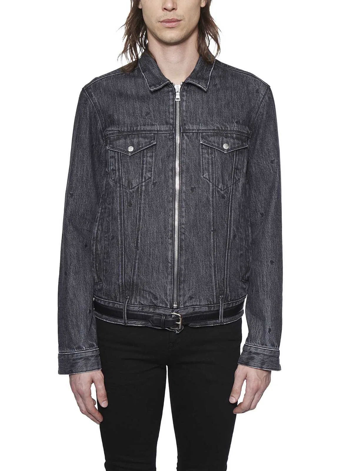 Denim Jacket With Leathewr Belt