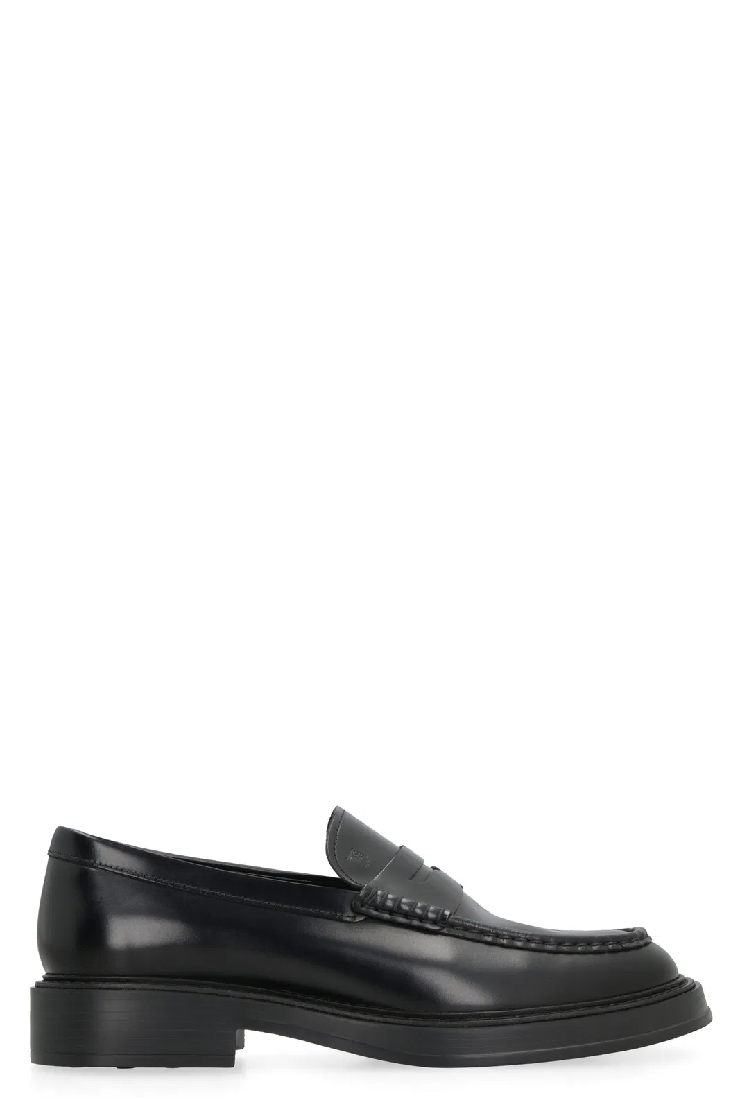 Tod's Tod's Black Full Grain Leather Loafers. Tod's Monogram Embossed On Front. Exposed Hand-Stitched Seams. Leather Piping. Extra-Light Gum Sole With Distinctive Gommini On Base. Made In Ital