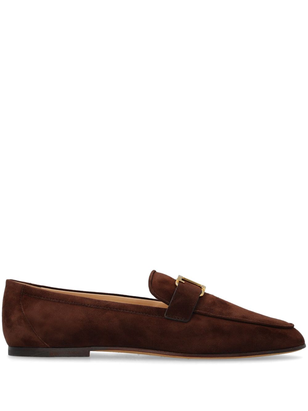 Brown Gold-Tone Slip-On Flat Shoes