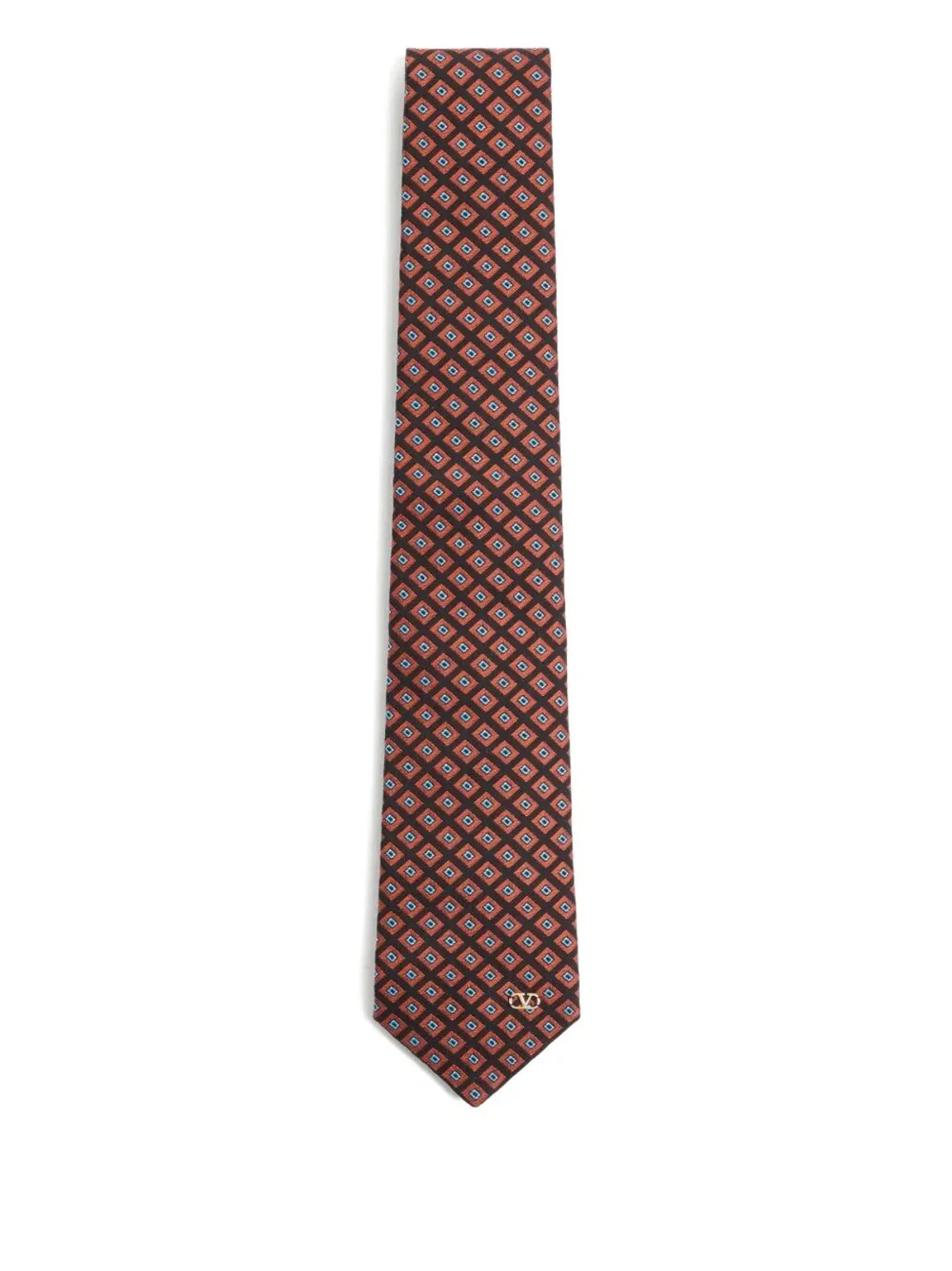 Valentie Cotton Jacquard Tie With Chamber Pattern And Vlogo Signature Detail