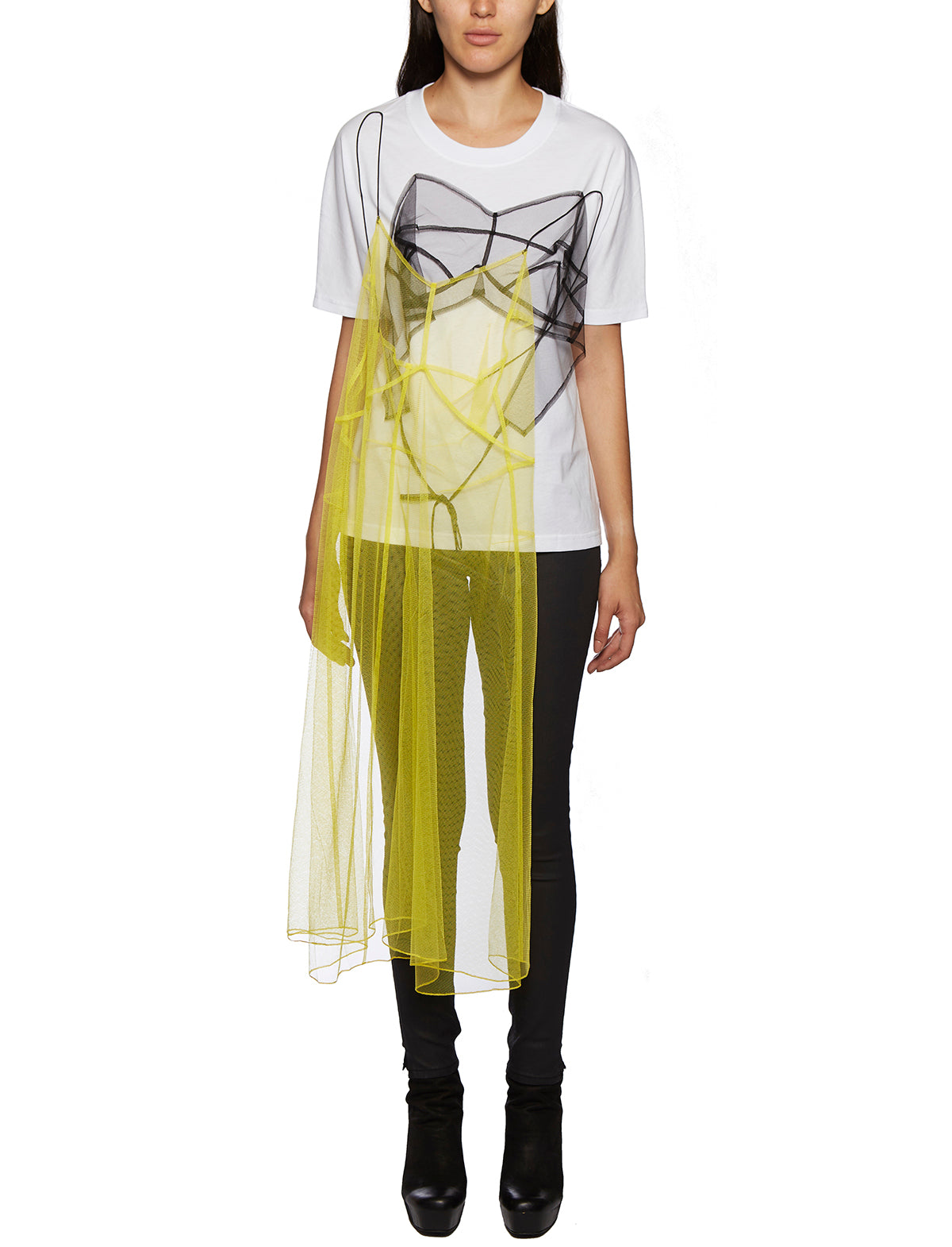 Dress T-Shirt In Cotone E Tulle