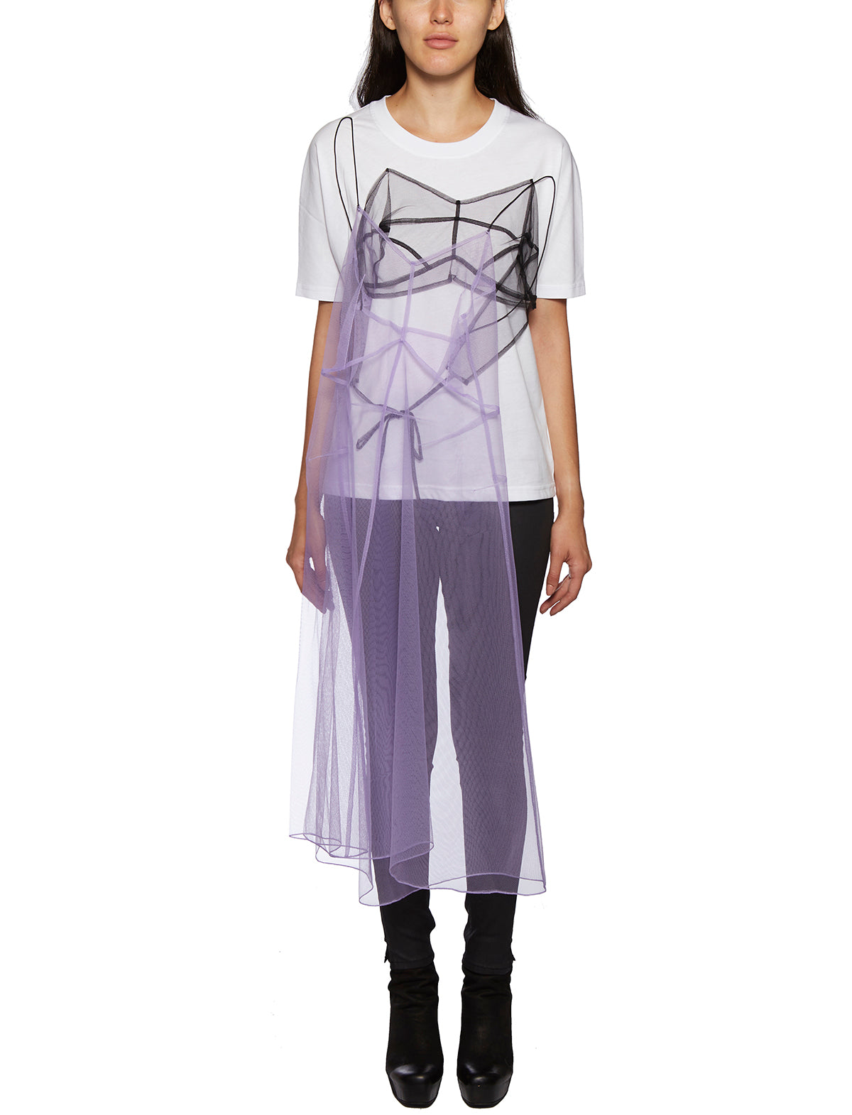 Dress T-Shirt In Cotone E Tulle