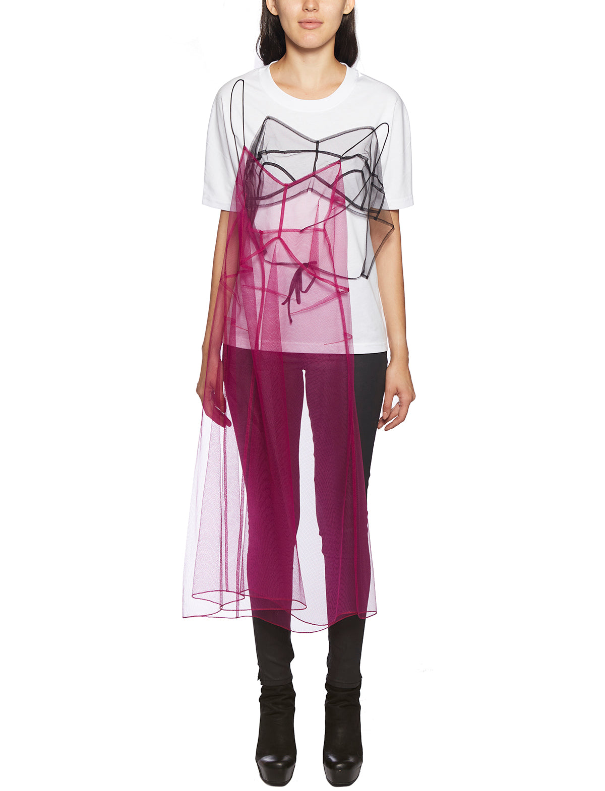 Dress T-Shirt In Cotone E Tulle