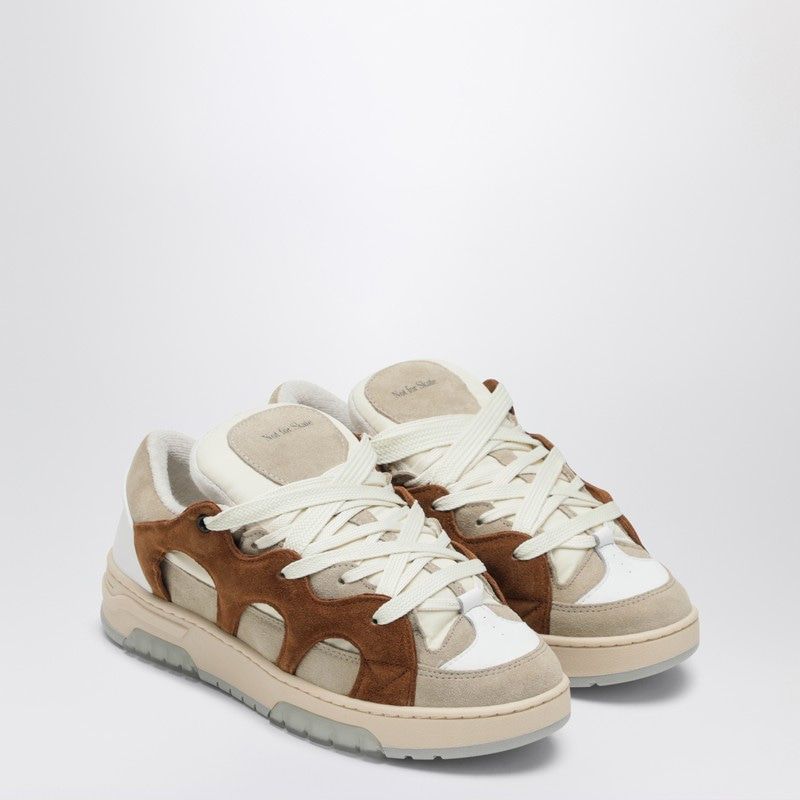 Cream/Brown Mesh And Suede Model 1 Sneakers