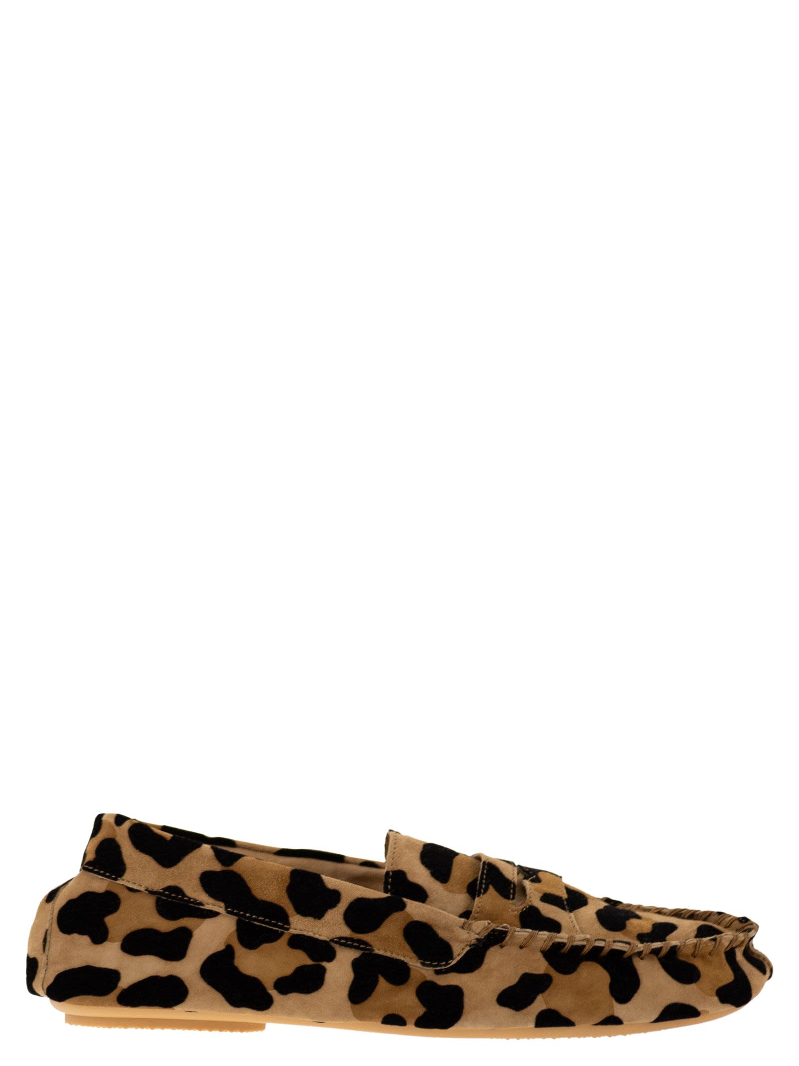 Suede Loafers With Animal Print