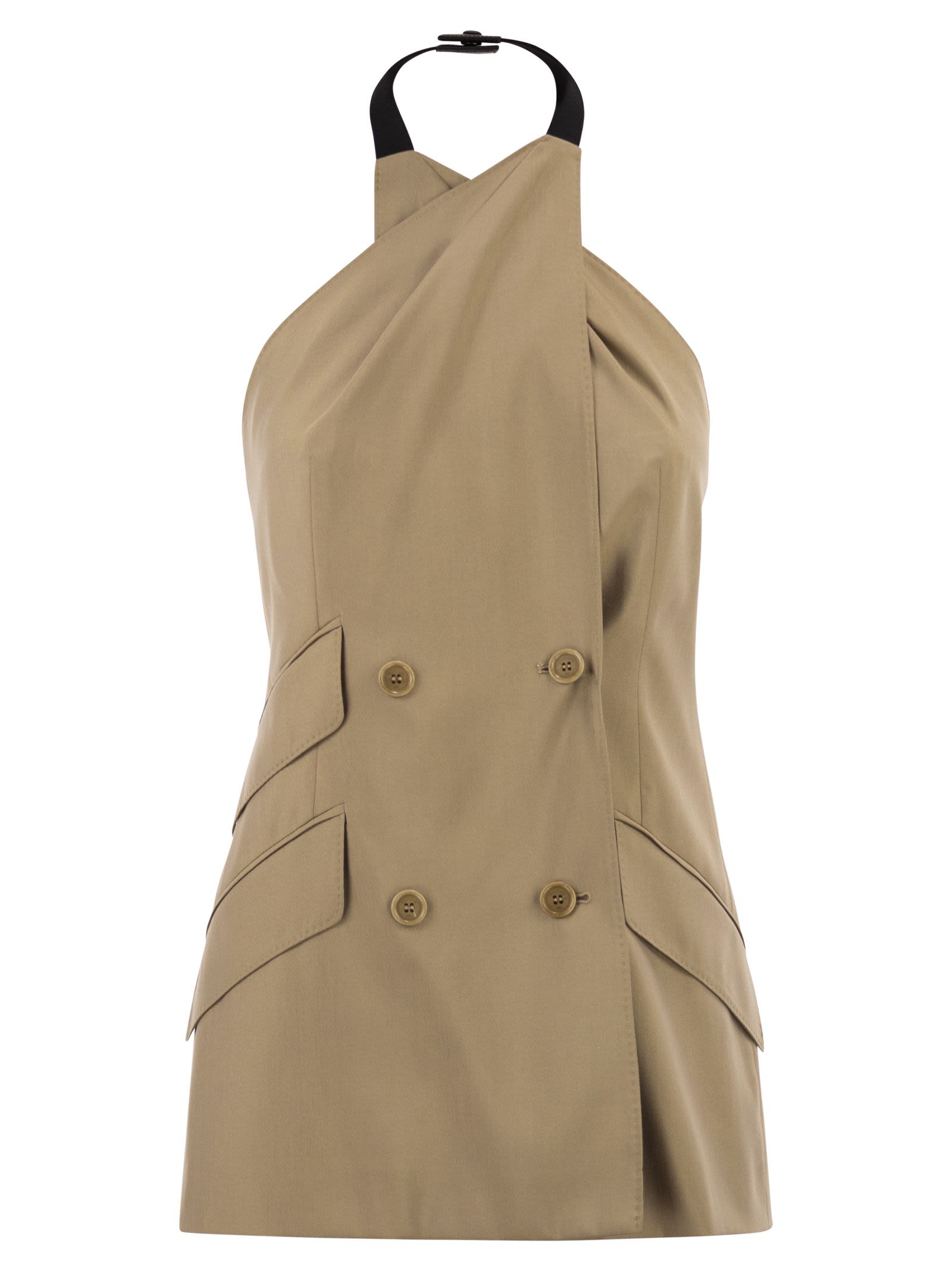 Maxmara Mxsnuraghe - Sleeveless Jacket In Wool And Silk Poplin