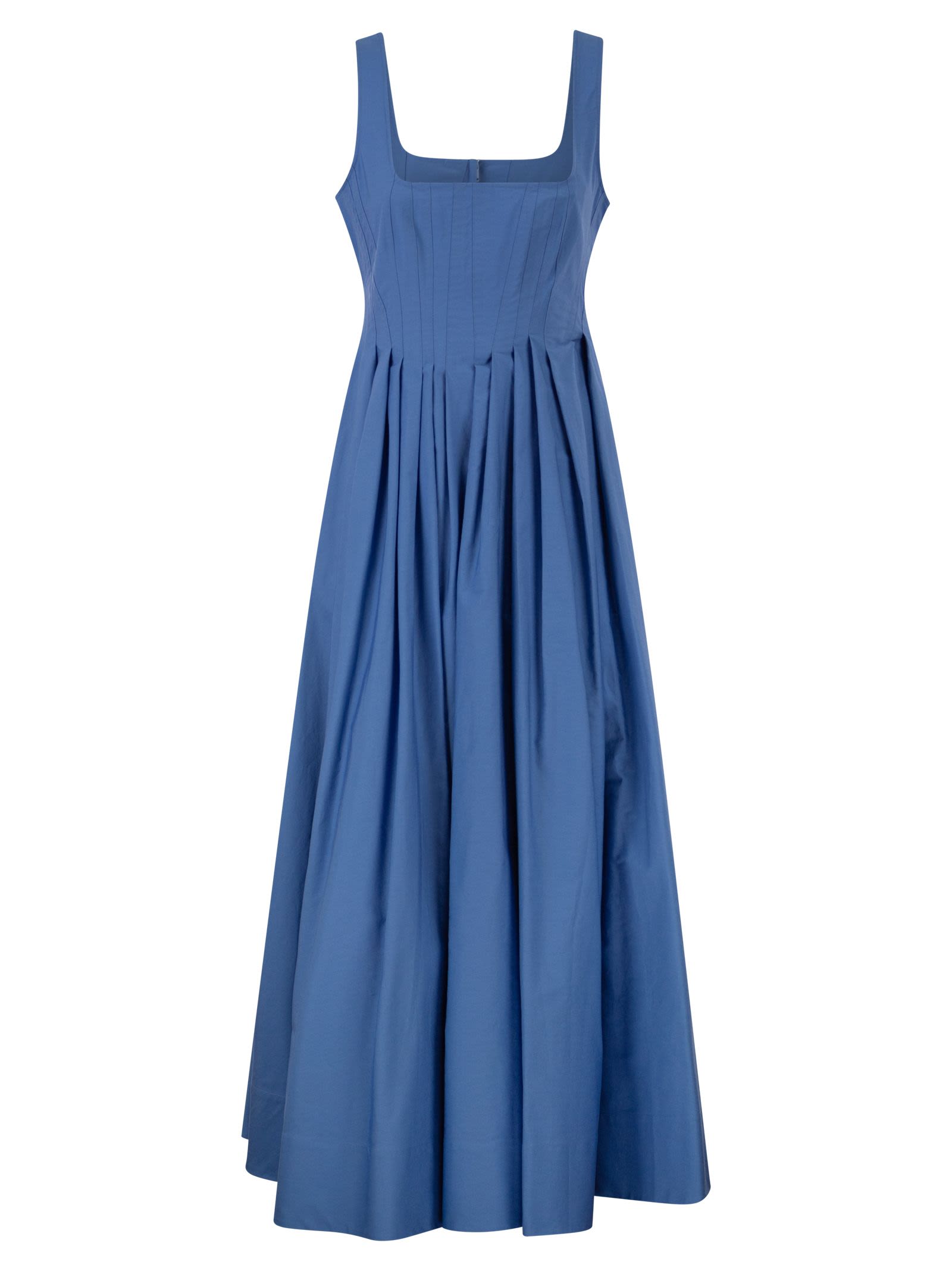 Spxgiro – Structured Cotton Midi Dress With Full Skirt