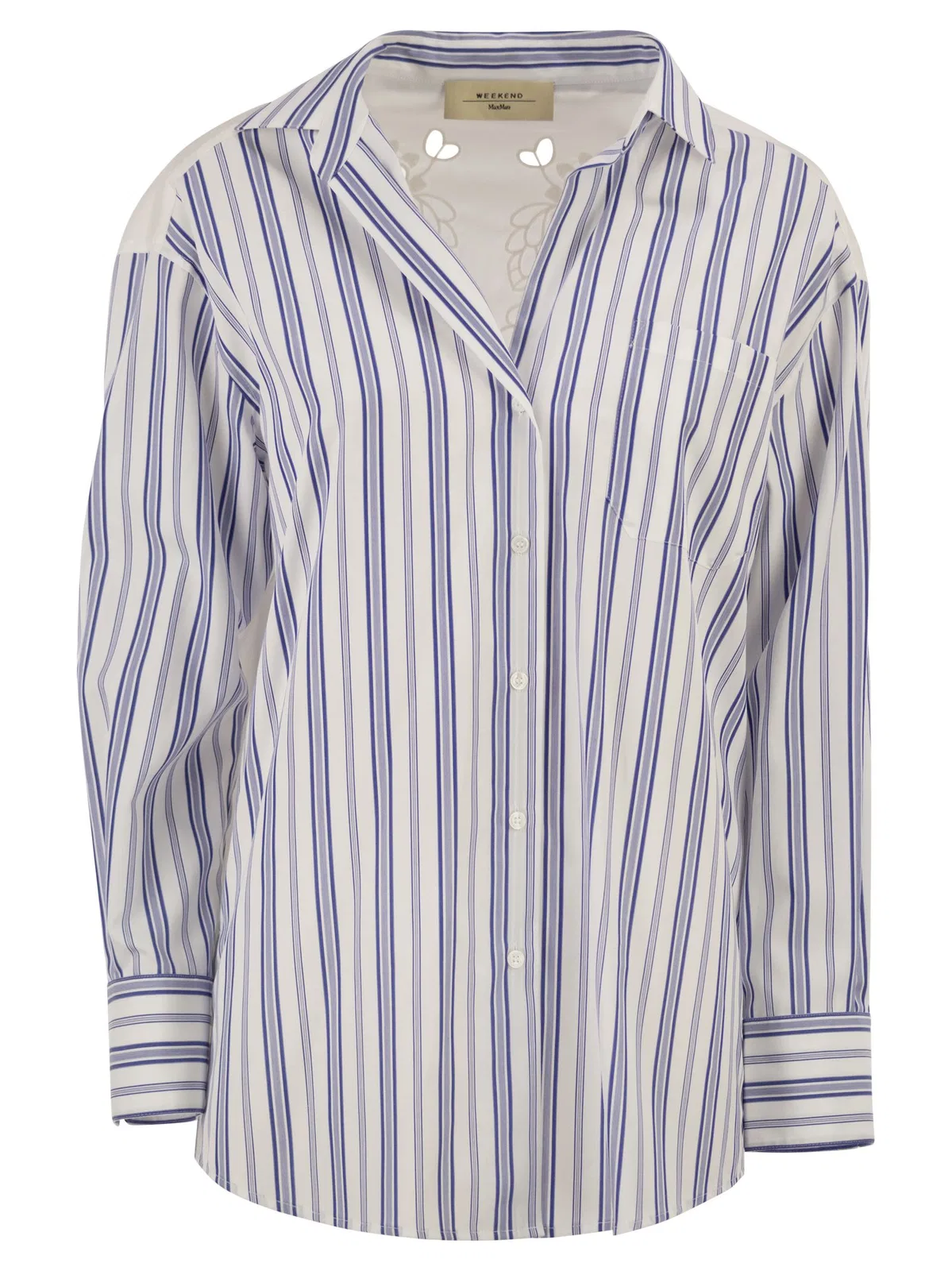 Weekend Maxmara Wkdtessile - Striped Cotton Shirt With Sangallo Lace