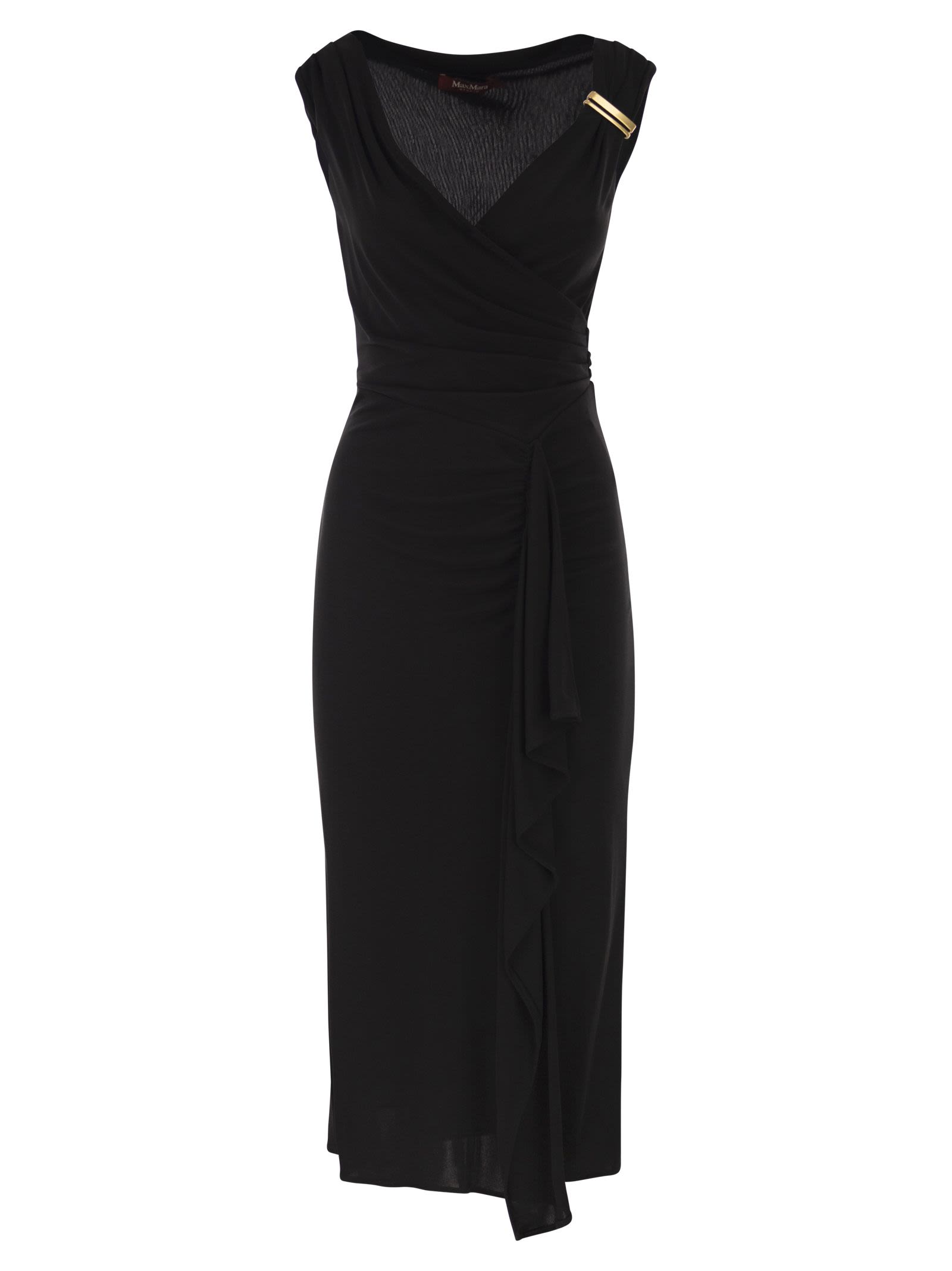 Maxmara Studio Mstaureo - Draped Viscose Midi Dress With Jewel Detail