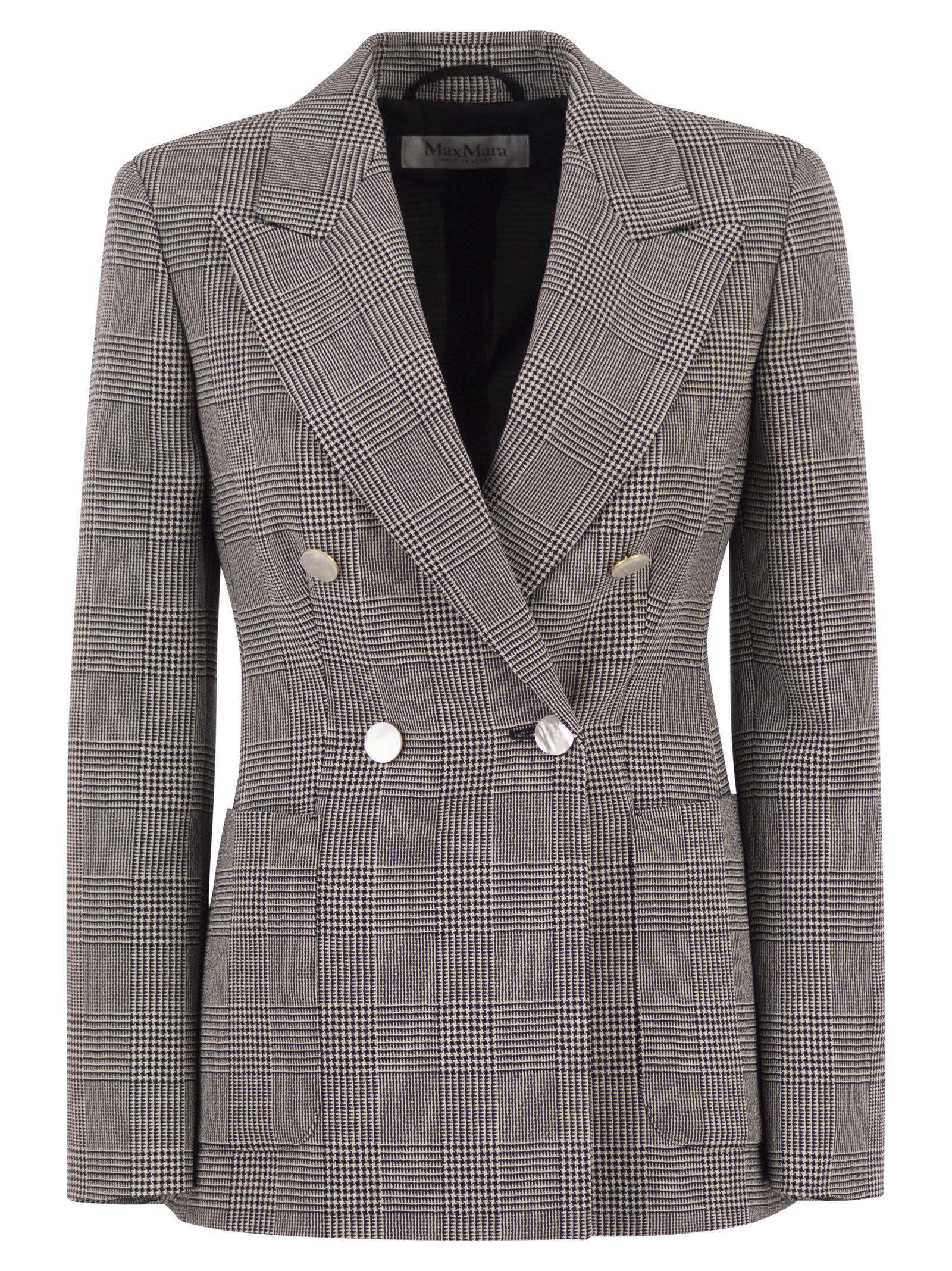 Maxmara Mxmaccordo - Double-Breasted Prince Of Wales Virgin Wool Blazer