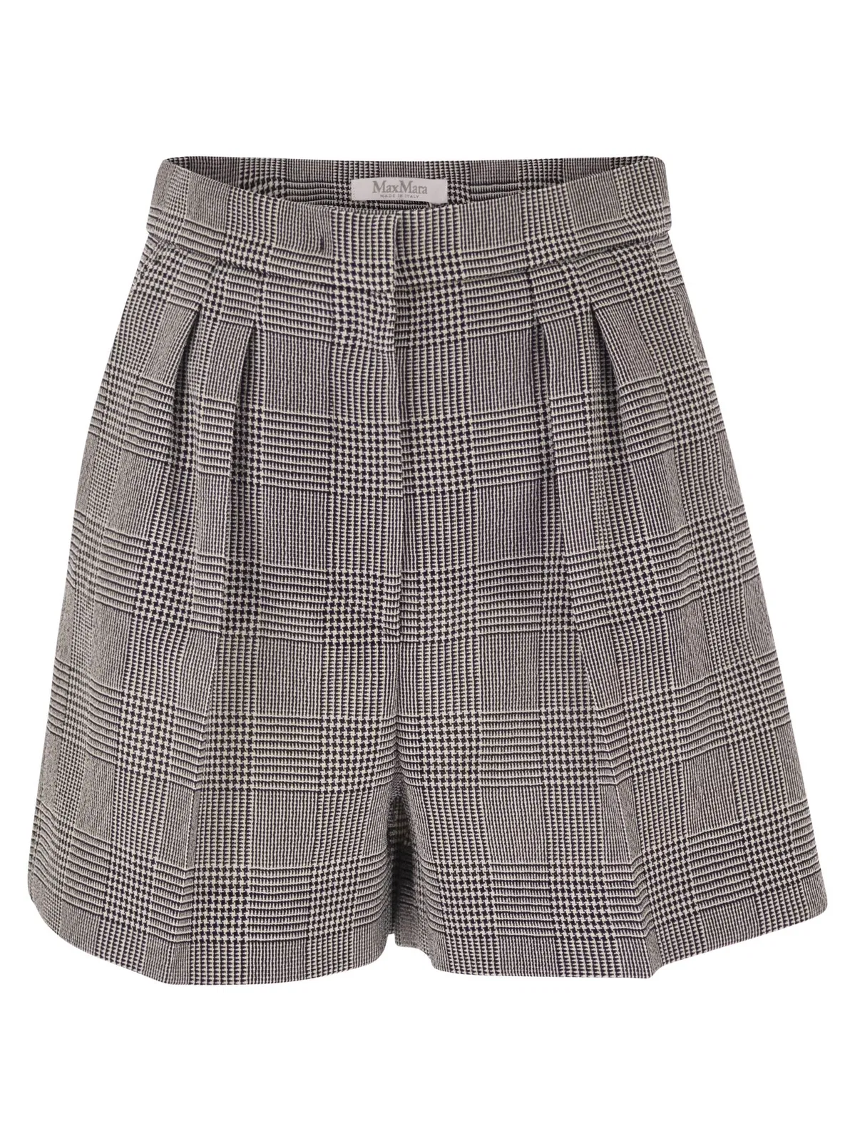 Maxmara Mxmagoraio - Pure Virgin Wool Prince Of Wales Tailored Shorts