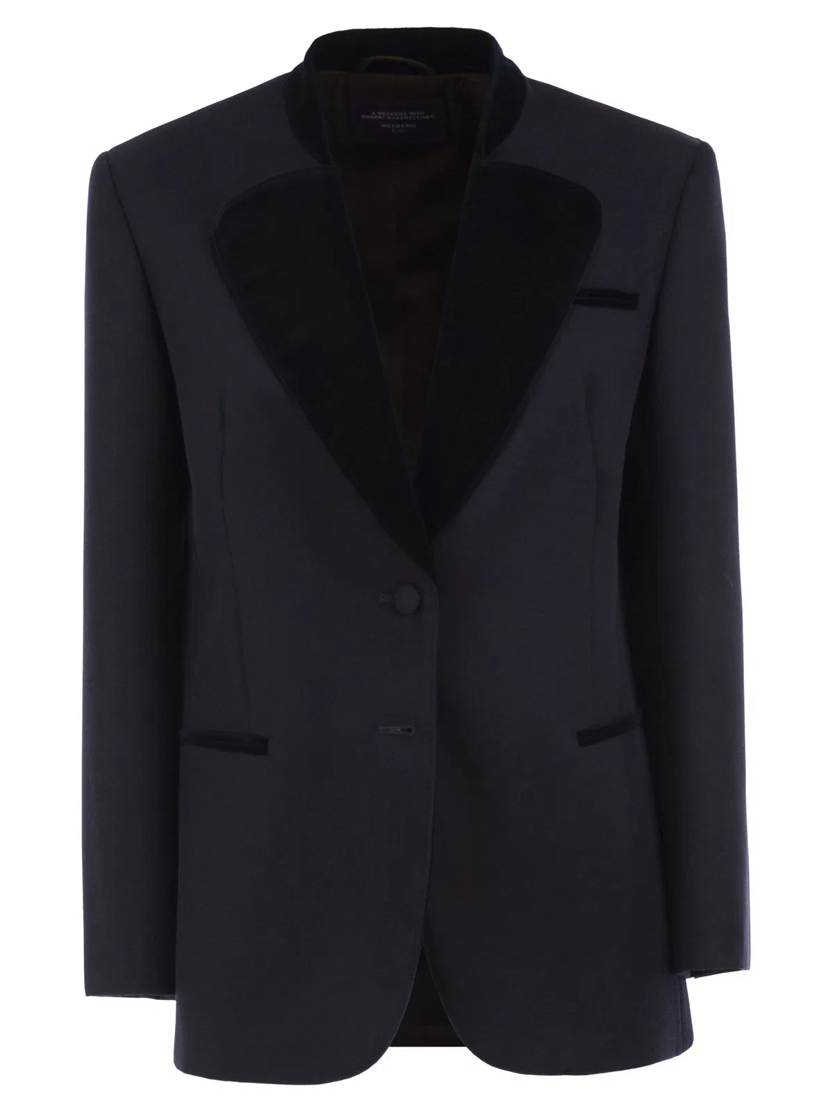 Weekend Maxmara Wksadagio - Single-Breasted Virgin Wool Blazer With Velvet Details