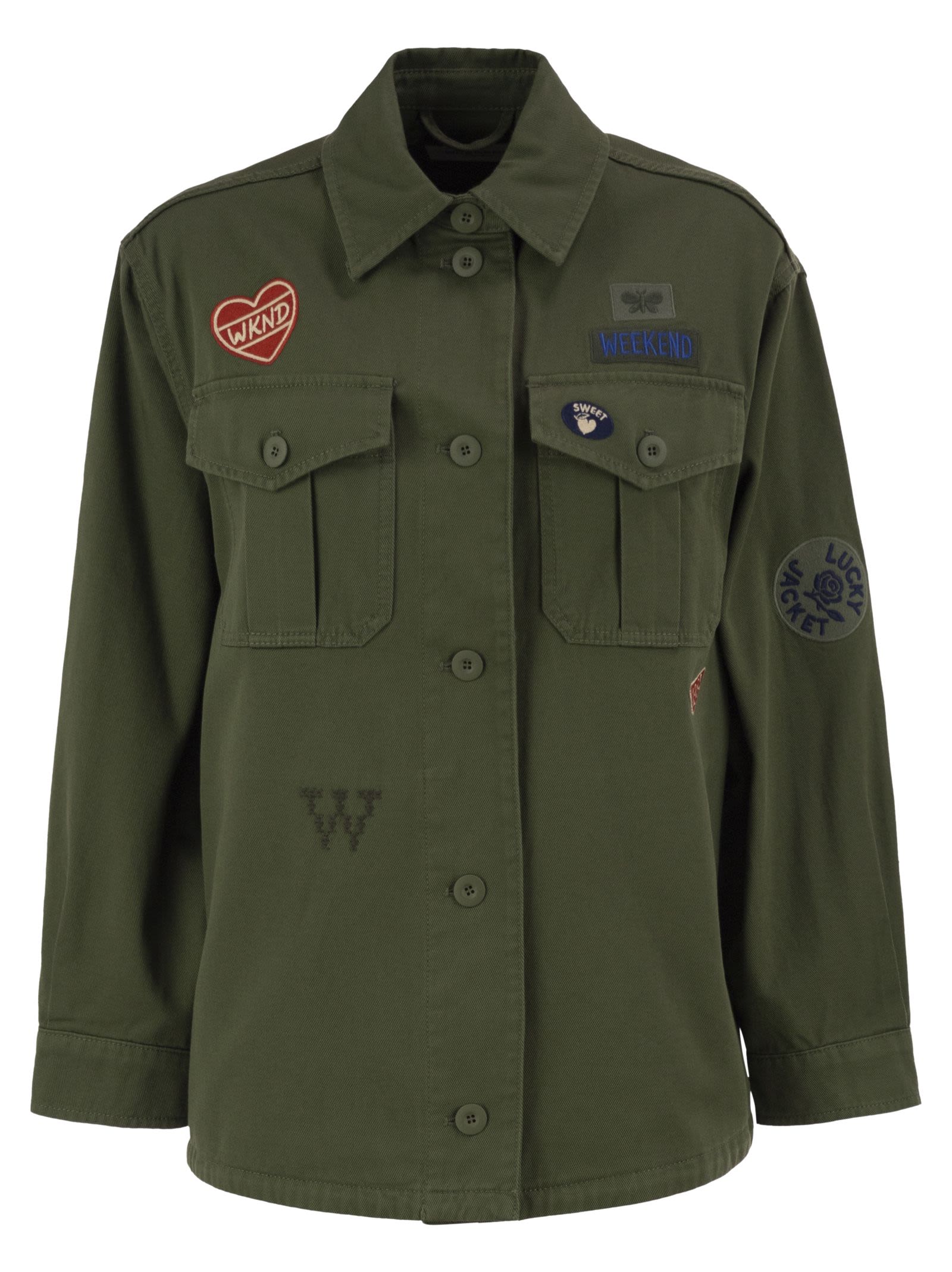 Weekend Maxmara Wkdrazza - Cotton Overshirt With Embroidered Patches