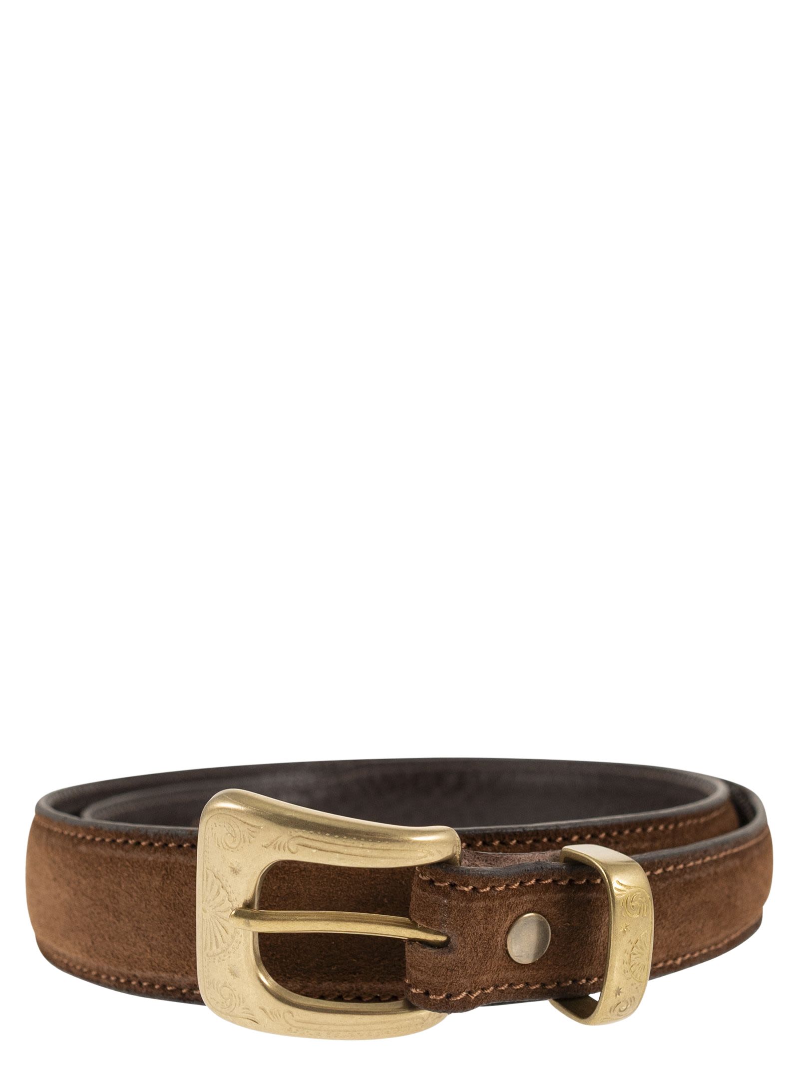Western Belt In Suede Leather