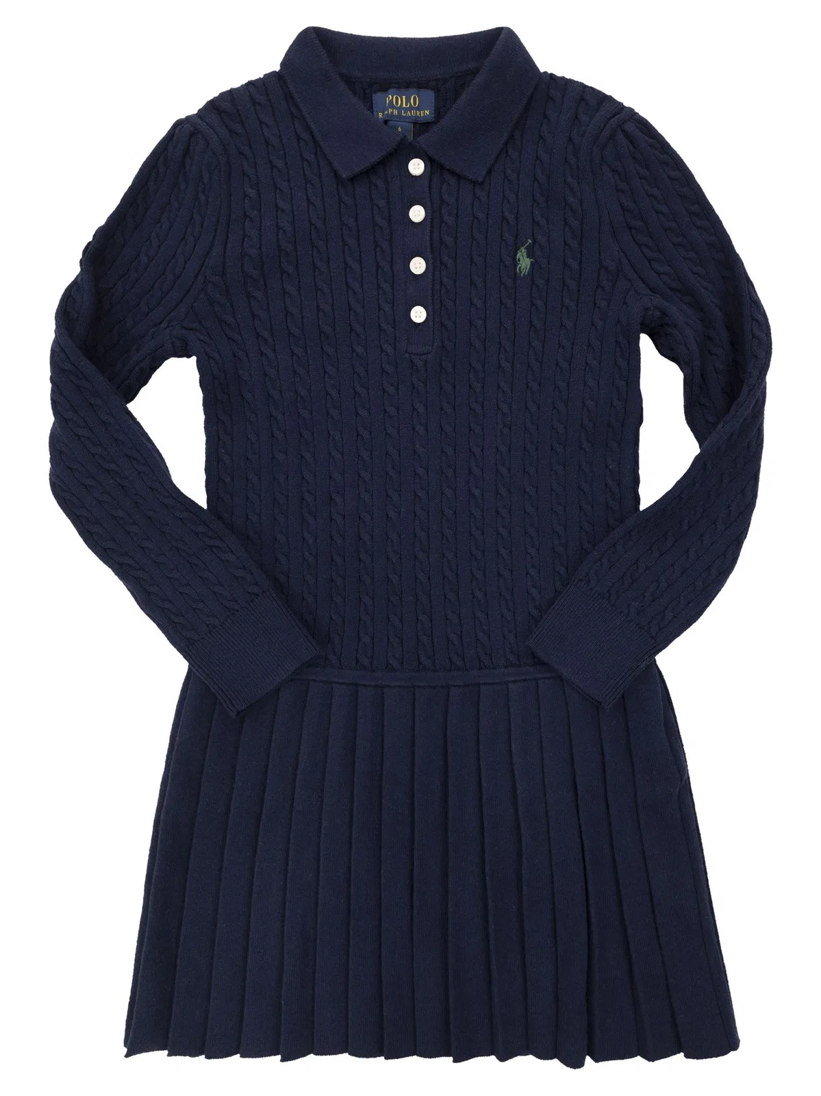 Cable-Knit Dress With Pleated Skirt