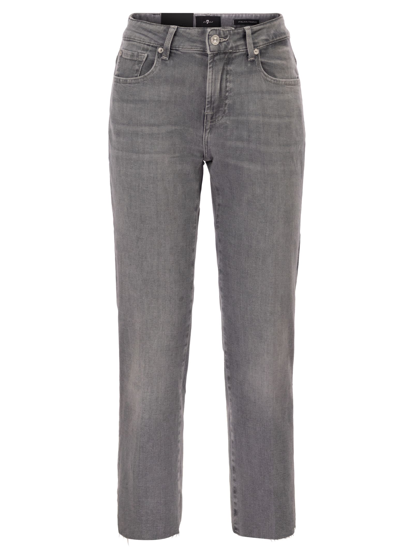 Calie Straight Ankle Stretch Denim Jeans With Metallic Fibre