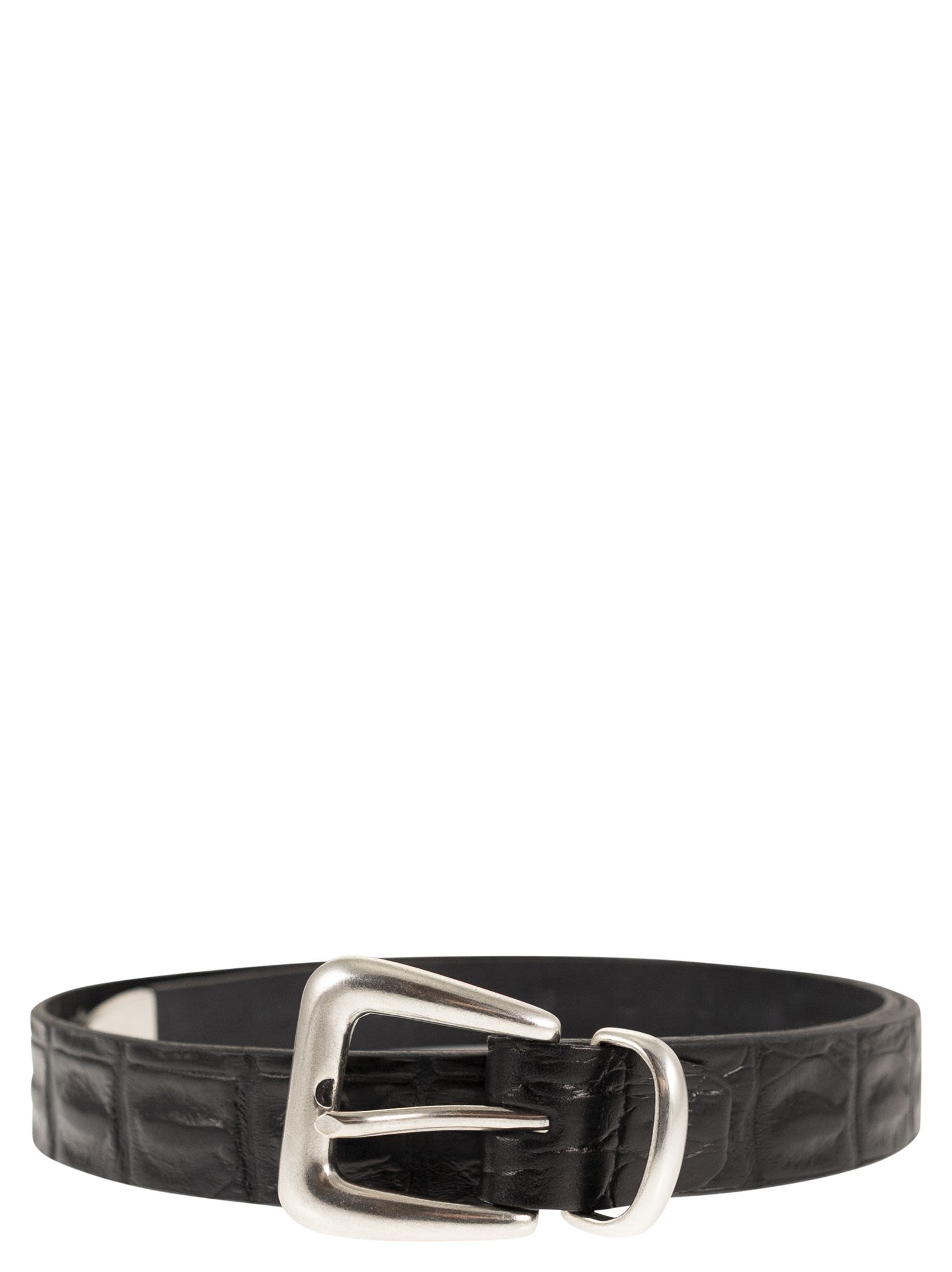 Crocodile Effect Leather Belt