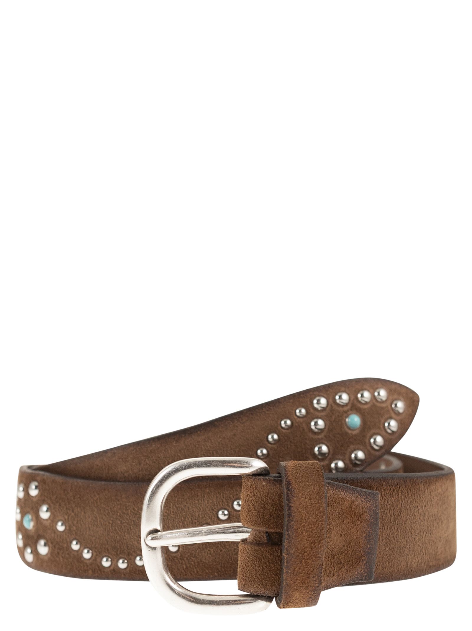 Western Belt In Suede With Studs