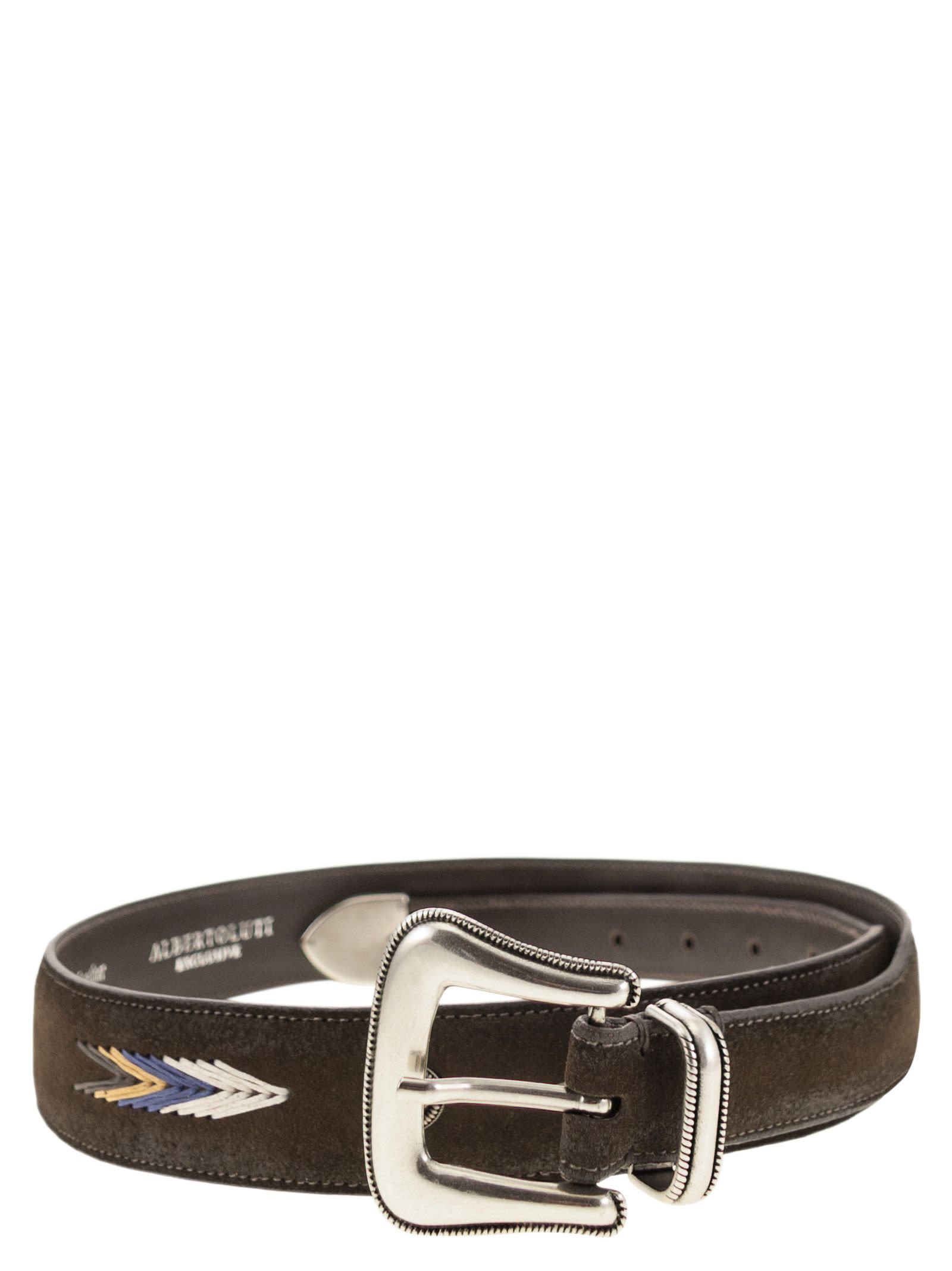 Suede Belt With Embroidery
