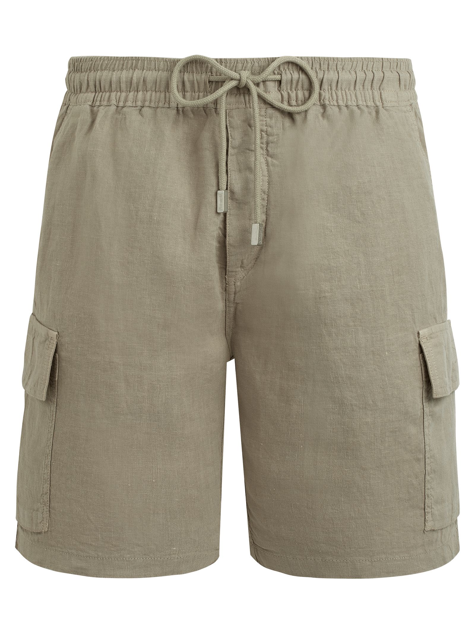 Linen Bermuda Shorts With Drawstring And Cargo Pockets