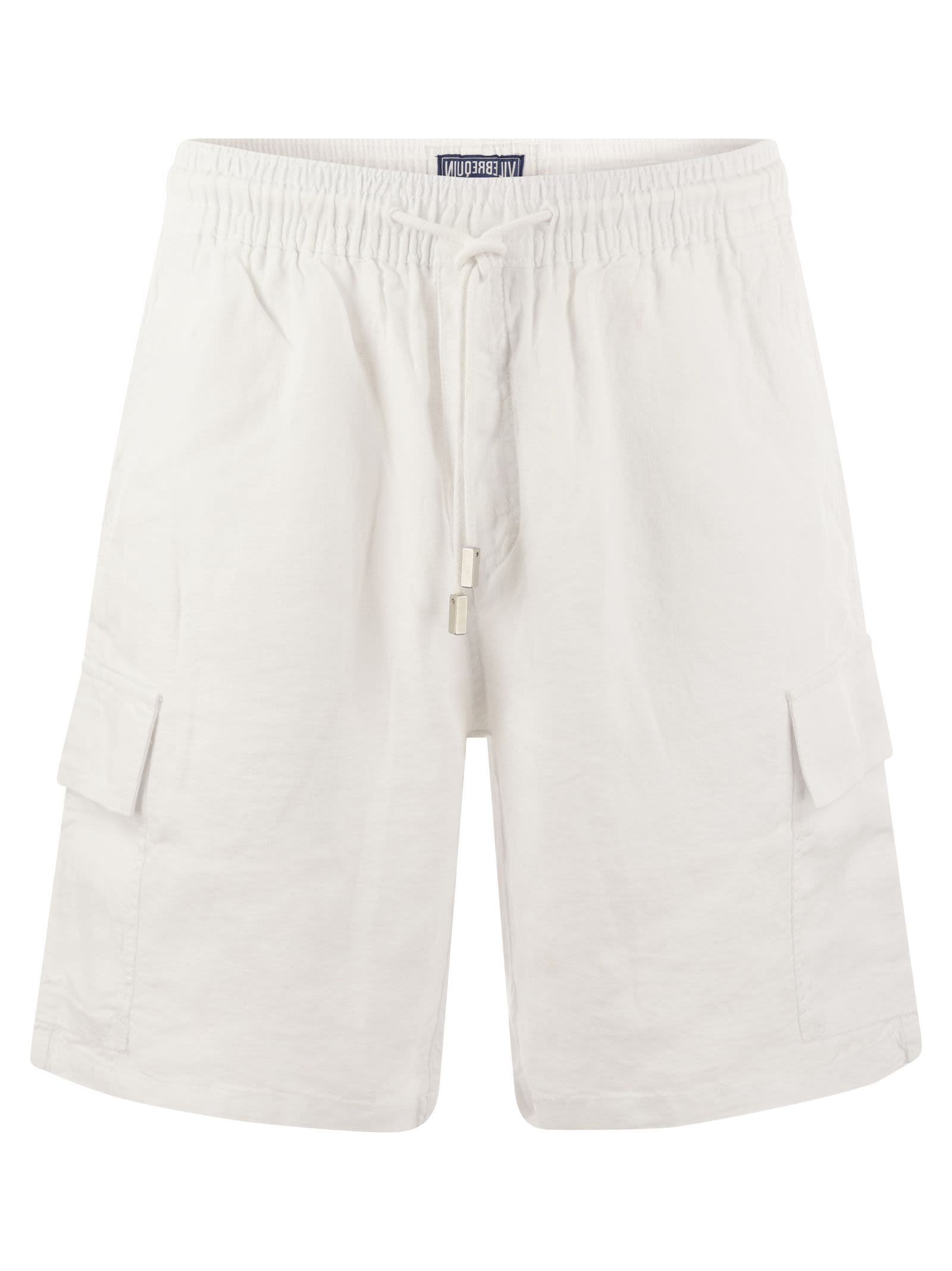 Linen Cargo Bermuda Shorts